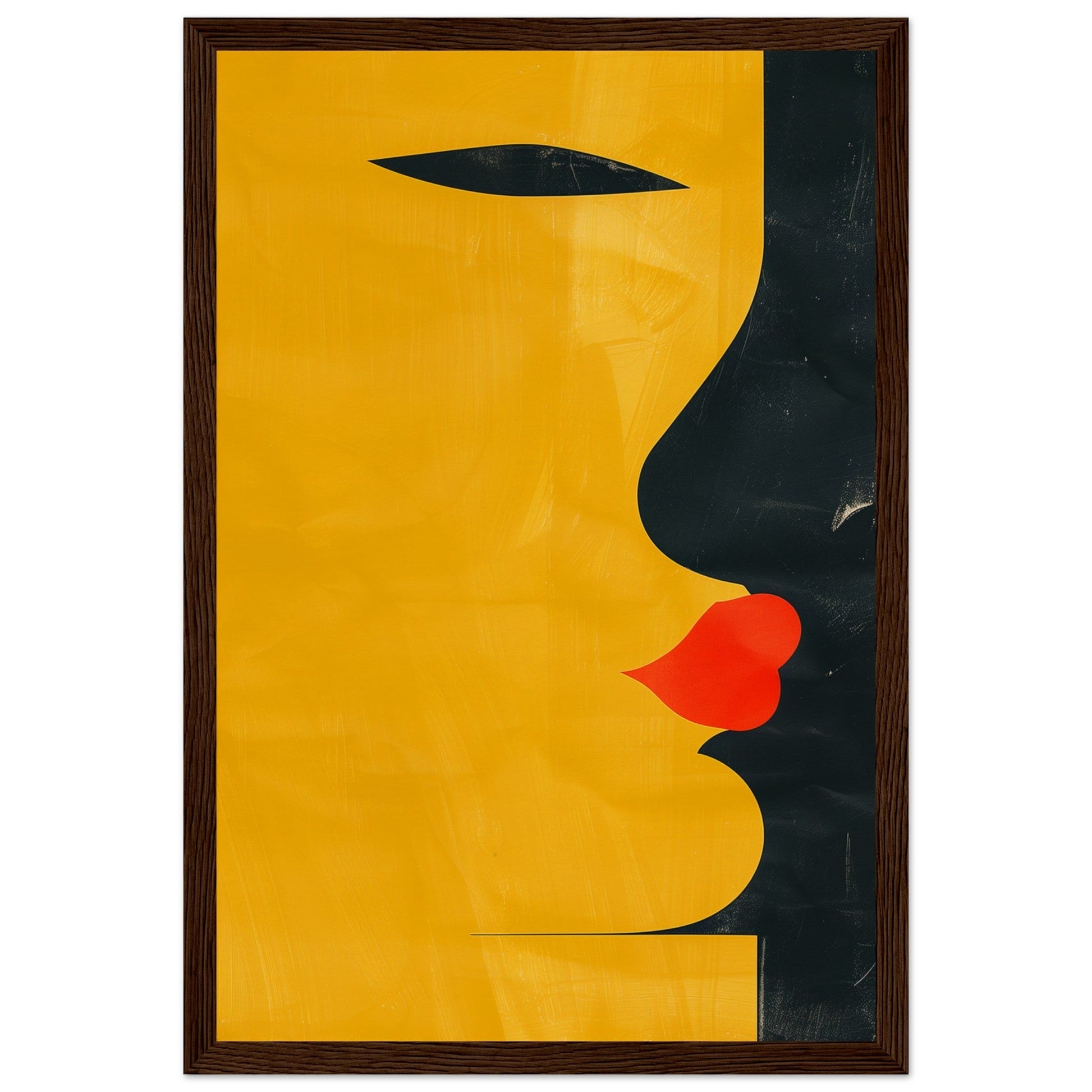 Poster Abstrait Jaune ( 30x45-cm-Bois-foncé)