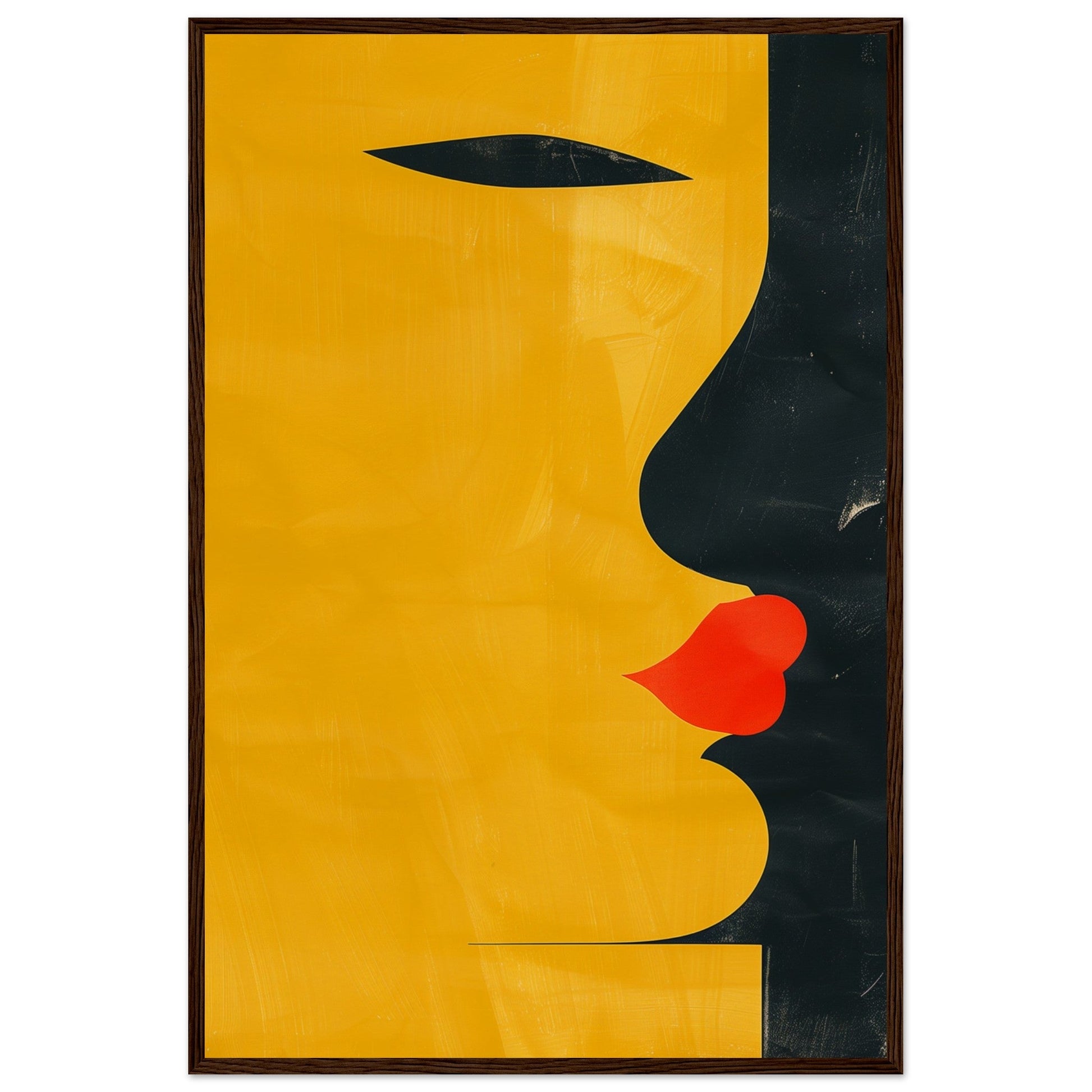 Poster Abstrait Jaune ( 60x90-cm-Bois-foncé)