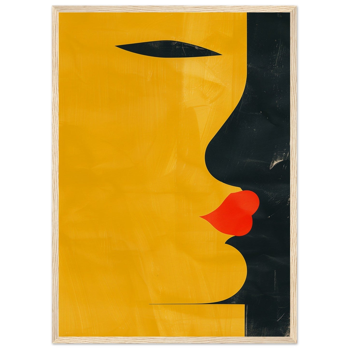 Poster Abstrait Jaune ( 50x70-cm-Bois-clair)