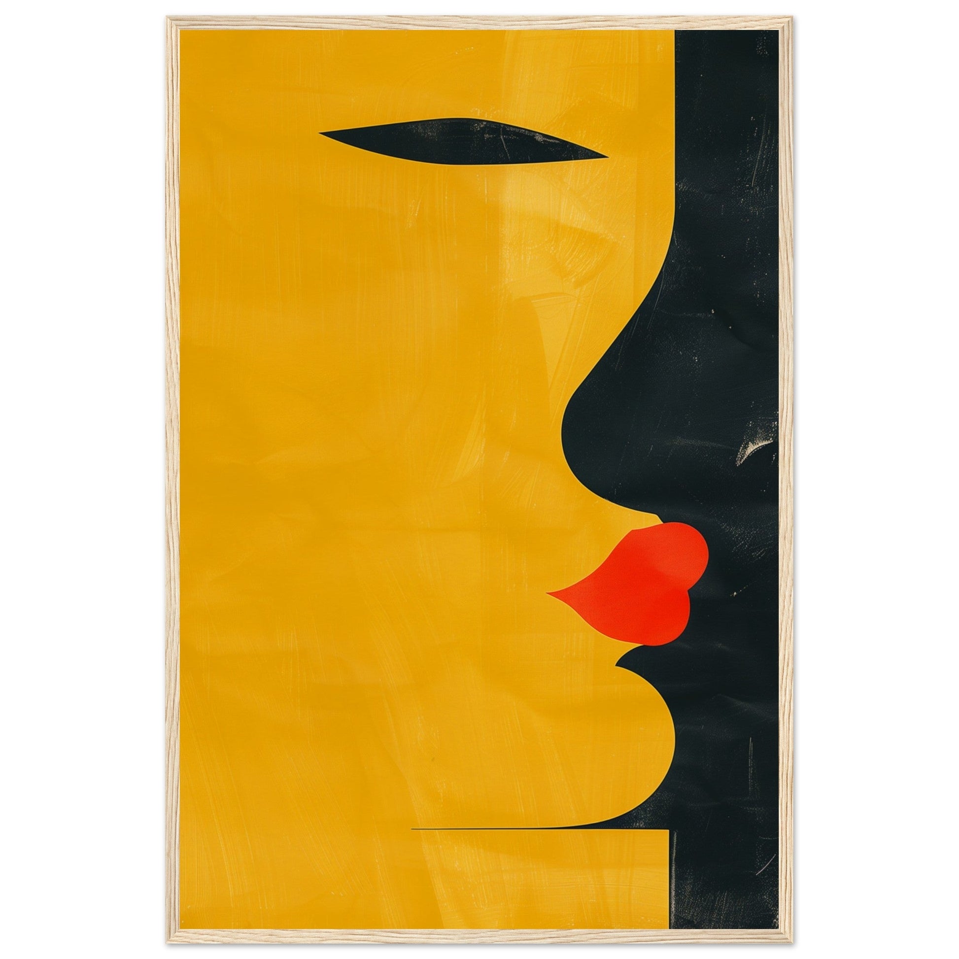 Poster Abstrait Jaune ( 60x90-cm-Bois-clair)