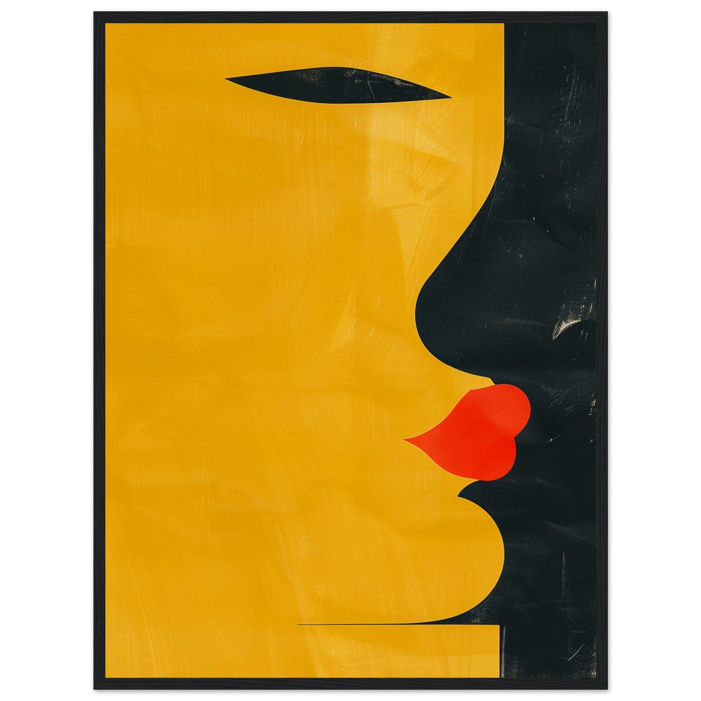 Poster Abstrait Jaune ( 60x80-cm-Bois-noir)