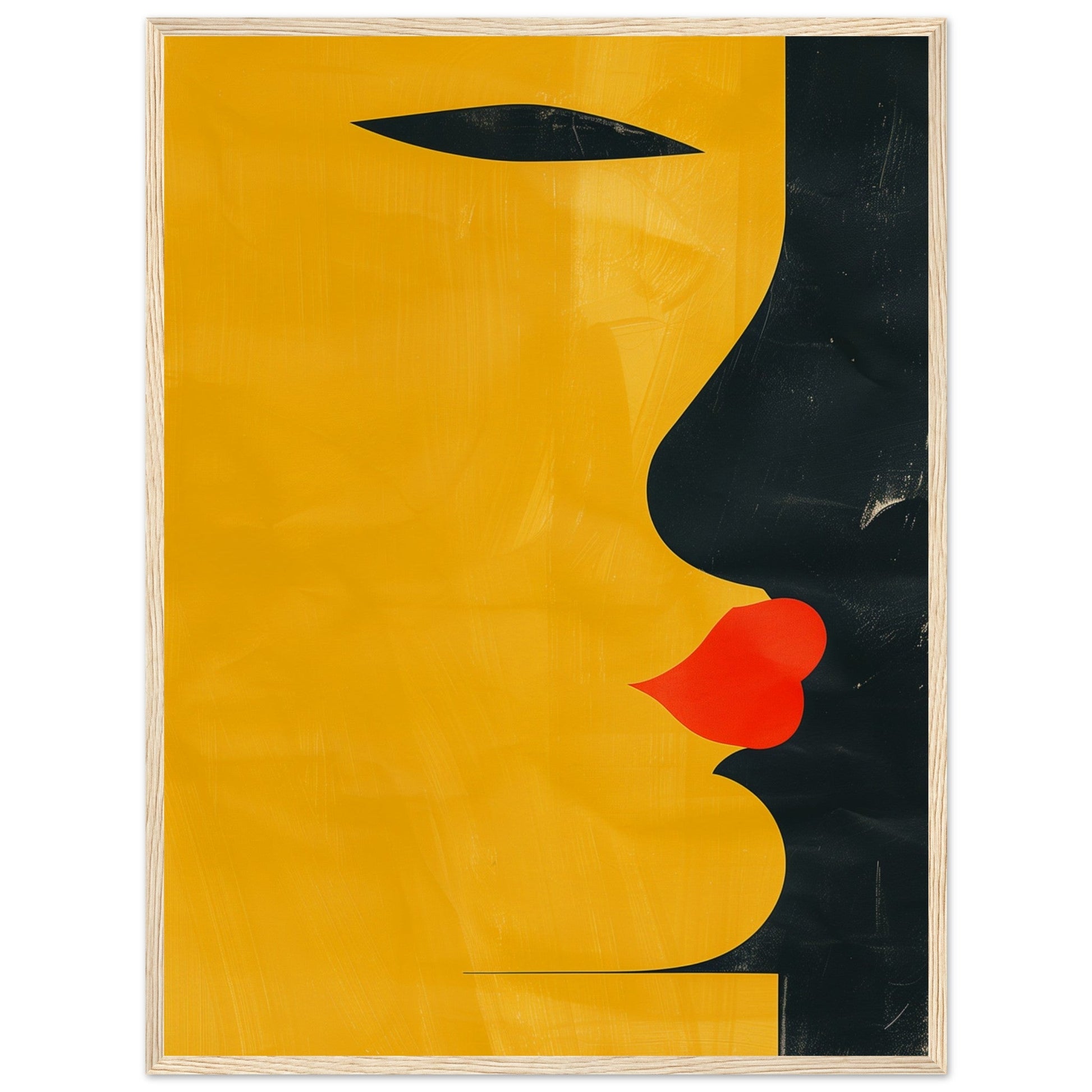 Poster Abstrait Jaune ( 60x80-cm-Bois-clair)