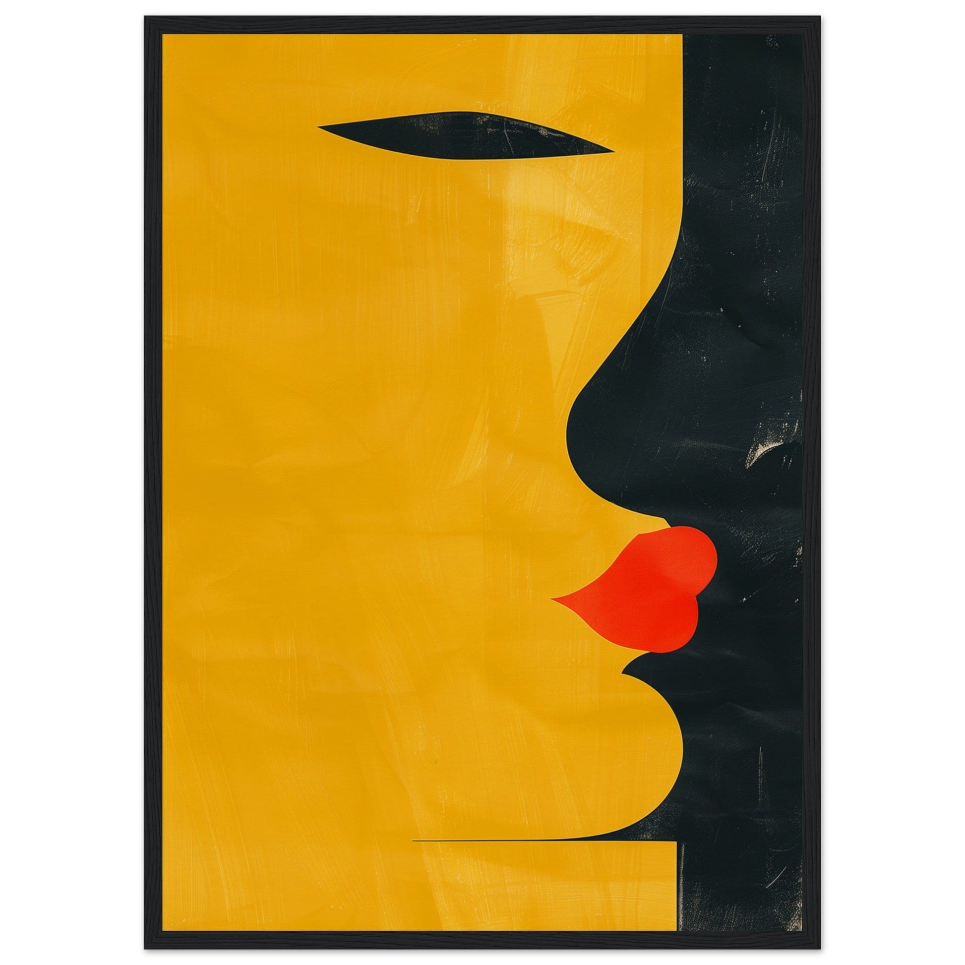 Poster Abstrait Jaune ( 50x70-cm-Bois-noir)