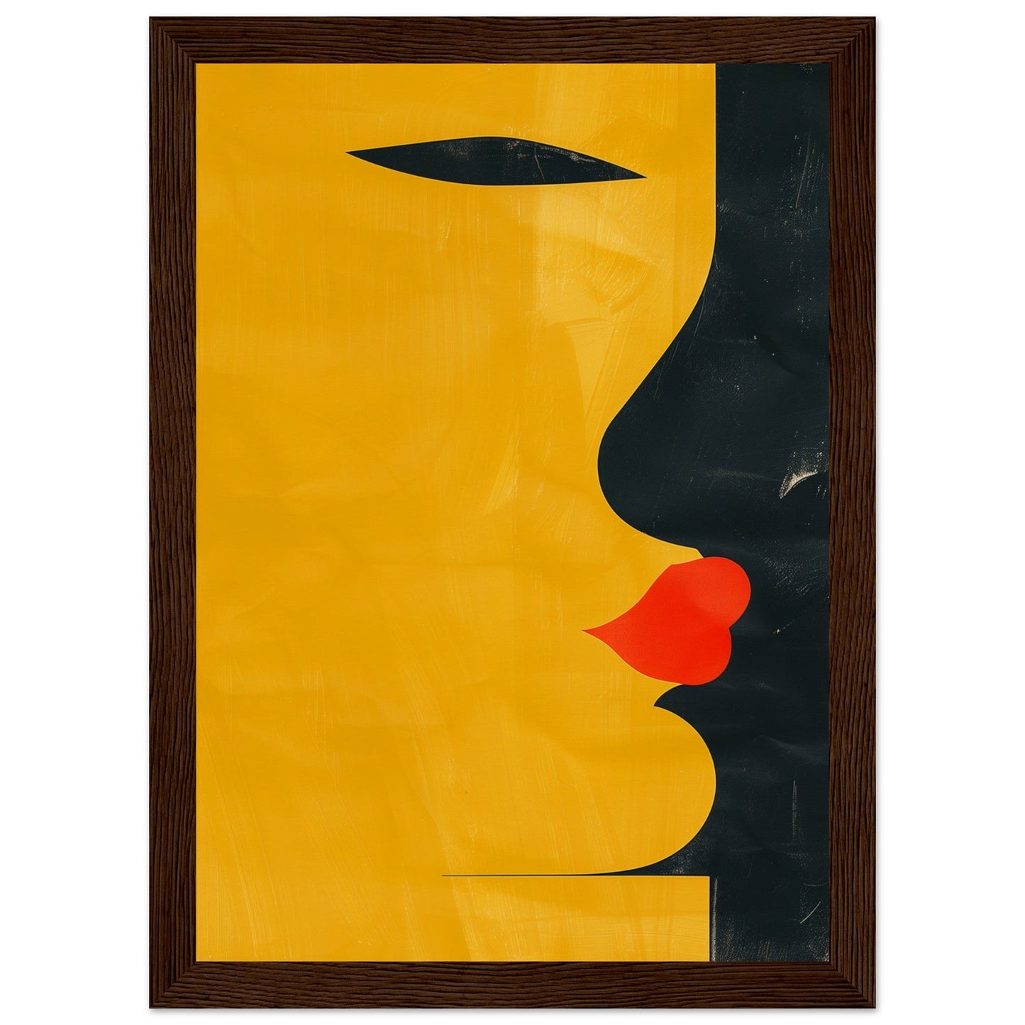 Poster Abstrait Jaune ( 21x29.7-cm-Bois-foncé)