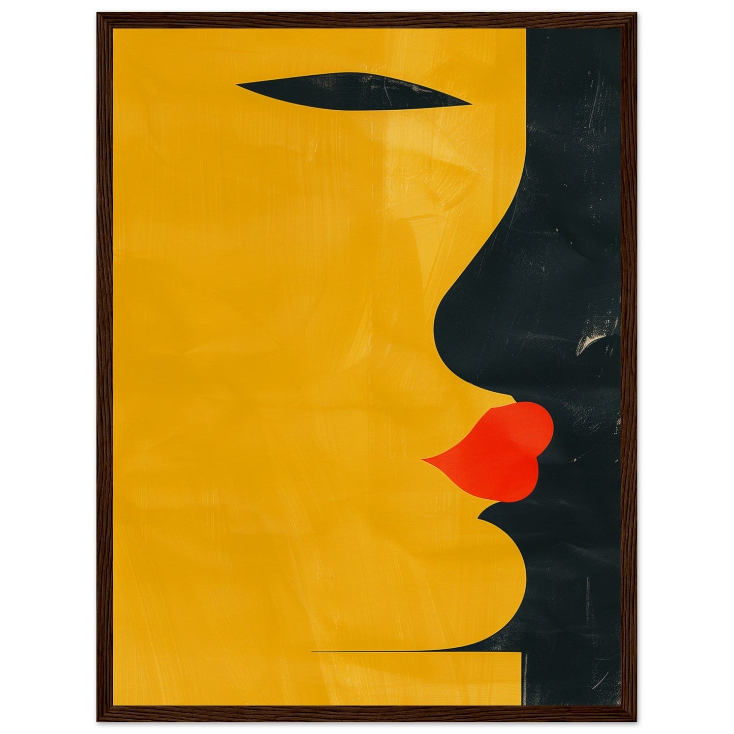 Poster Abstrait Jaune ( 45x60-cm-Bois-foncé)