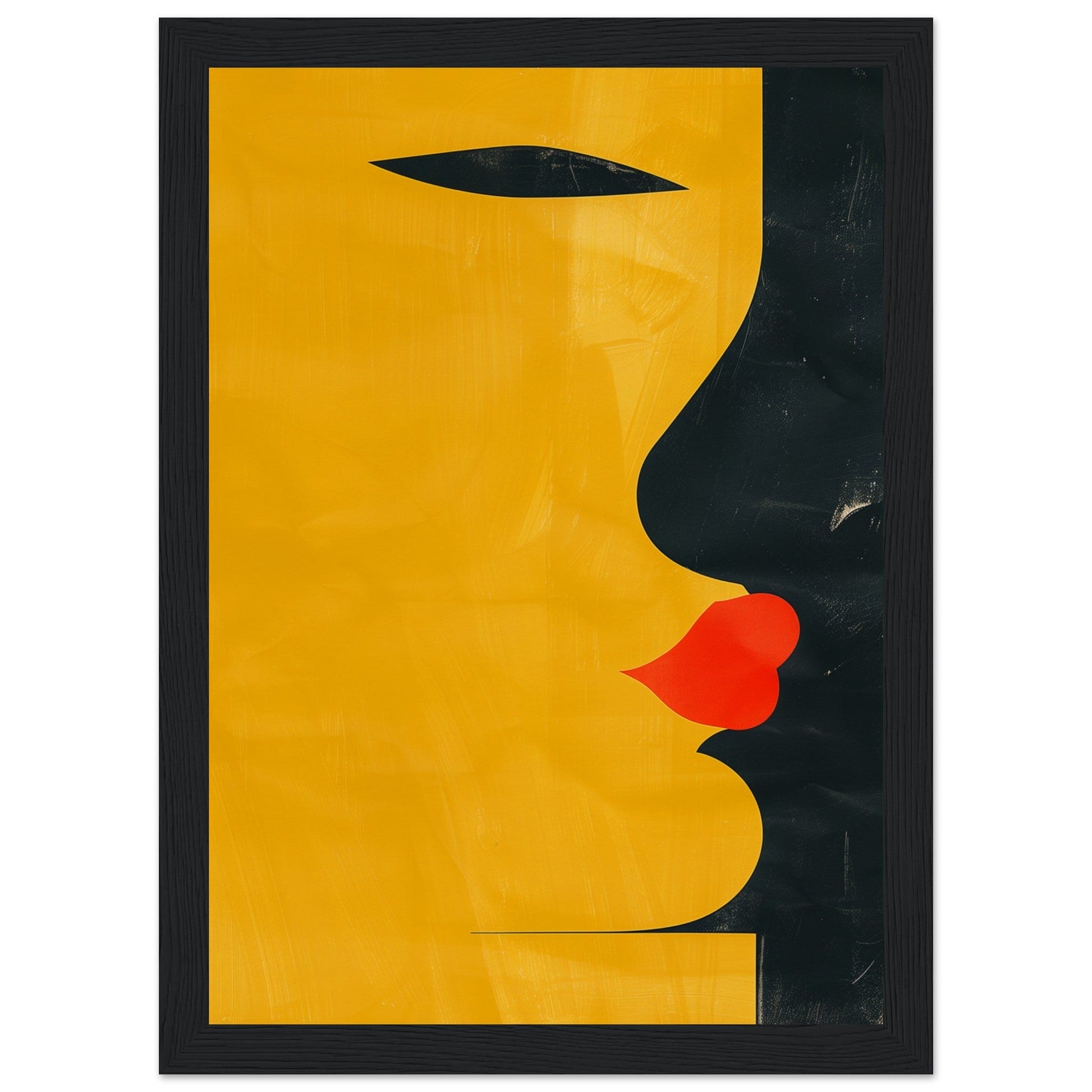 Poster Abstrait Jaune ( 21x29.7-cm-Bois-noir)