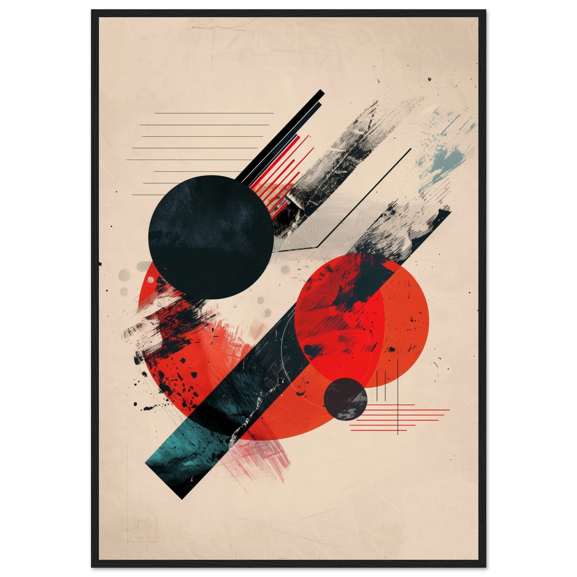 Poster Abstraite Géométrique ( 70x100-cm-Bois-noir)