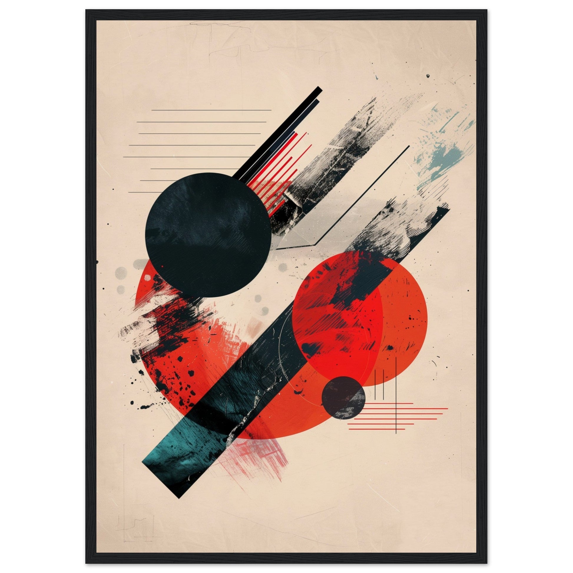 Poster Abstraite Géométrique ( 50x70-cm-Bois-noir)