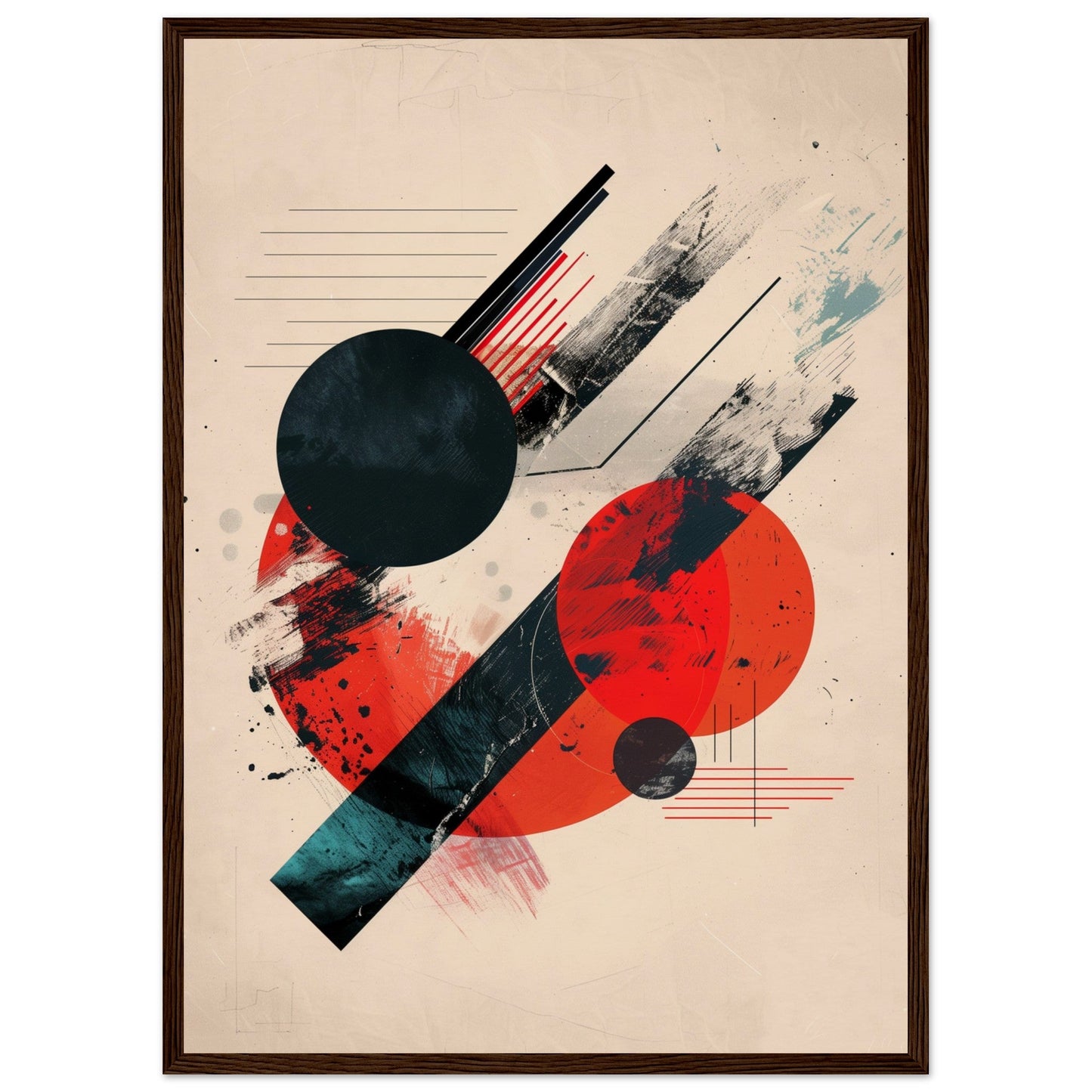 Poster Abstraite Géométrique ( 50x70-cm-Bois-foncé)