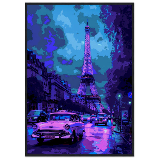 Poster Affiche Paris ( 70x100-cm-Bois-noir)