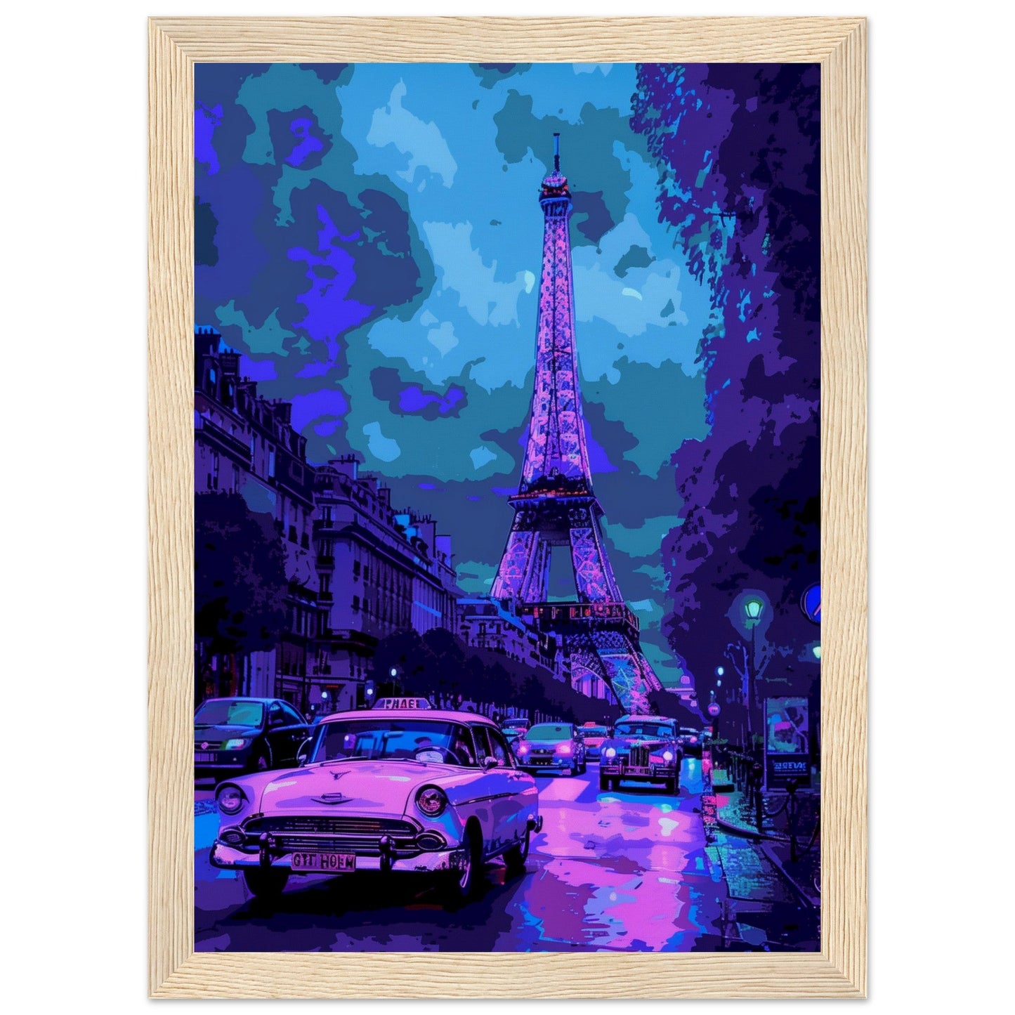 Poster Affiche Paris ( 21x29.7-cm-Bois-clair)