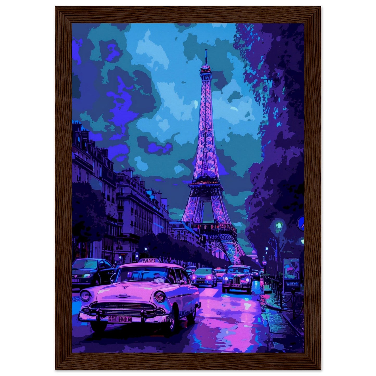 Poster Affiche Paris ( 21x29.7-cm-Bois-foncé)