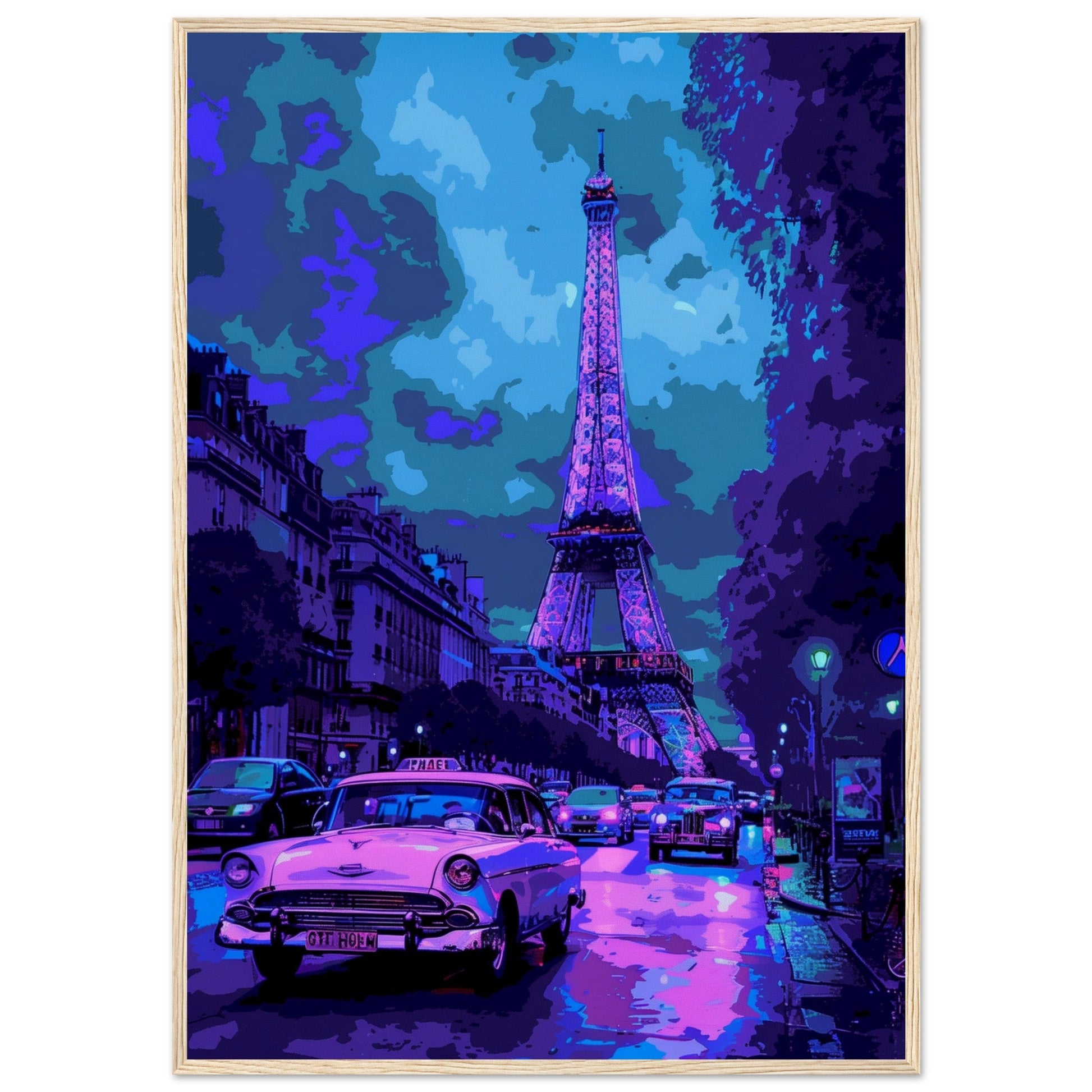 Poster Affiche Paris ( 70x100-cm-Bois-clair)