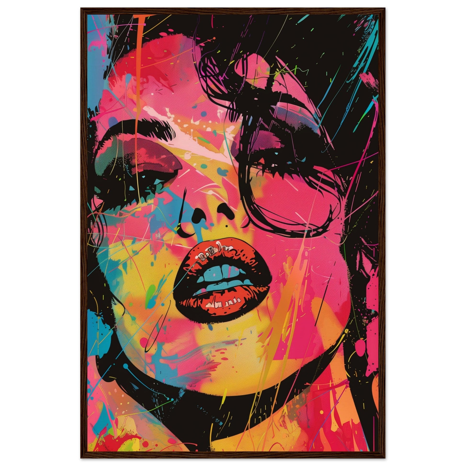 Poster Affiche Pop Art ( 60x90-cm-Bois-foncé)