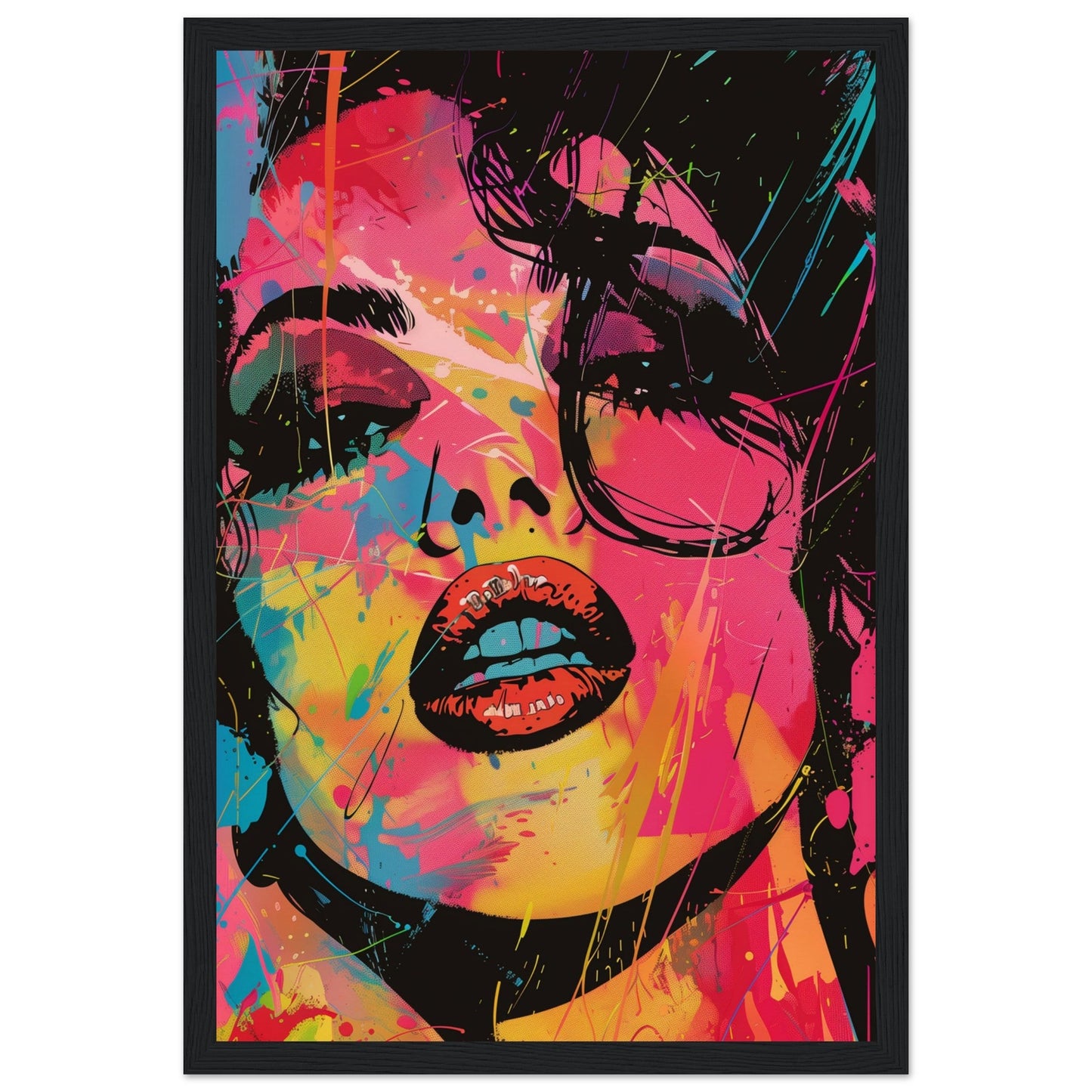 Poster Affiche Pop Art ( 30x45-cm-Bois-noir)