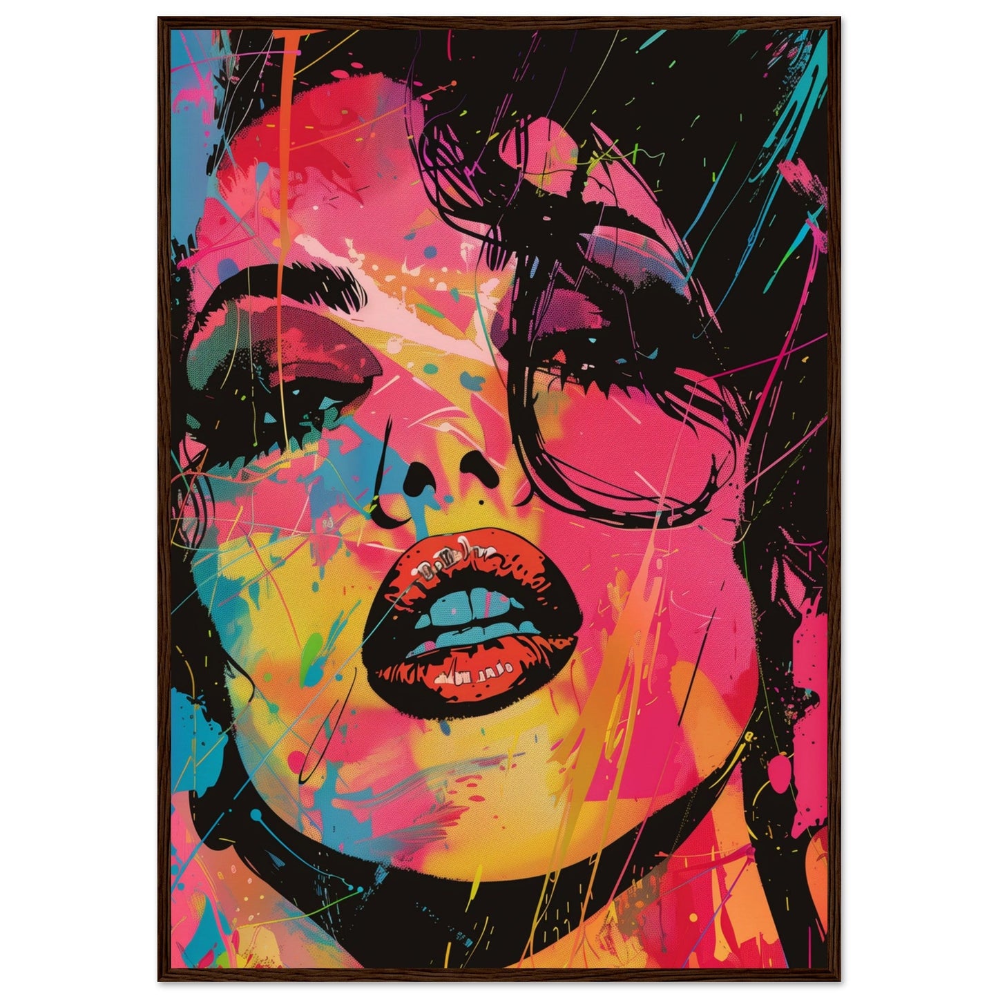 Poster Affiche Pop Art ( 70x100-cm-Bois-foncé)