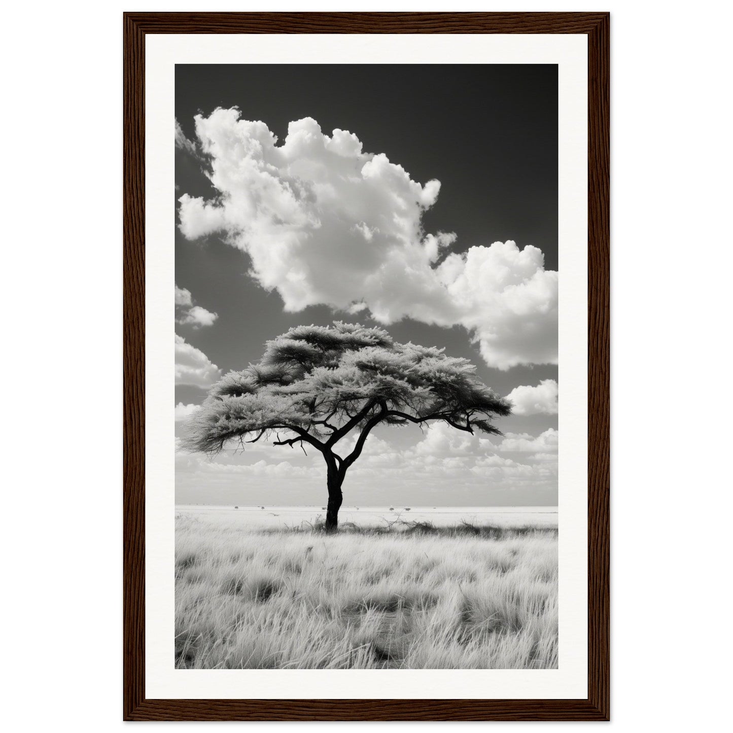 Poster Afrique Noir et Blanc ( 30x45-cm-Bois-foncé)