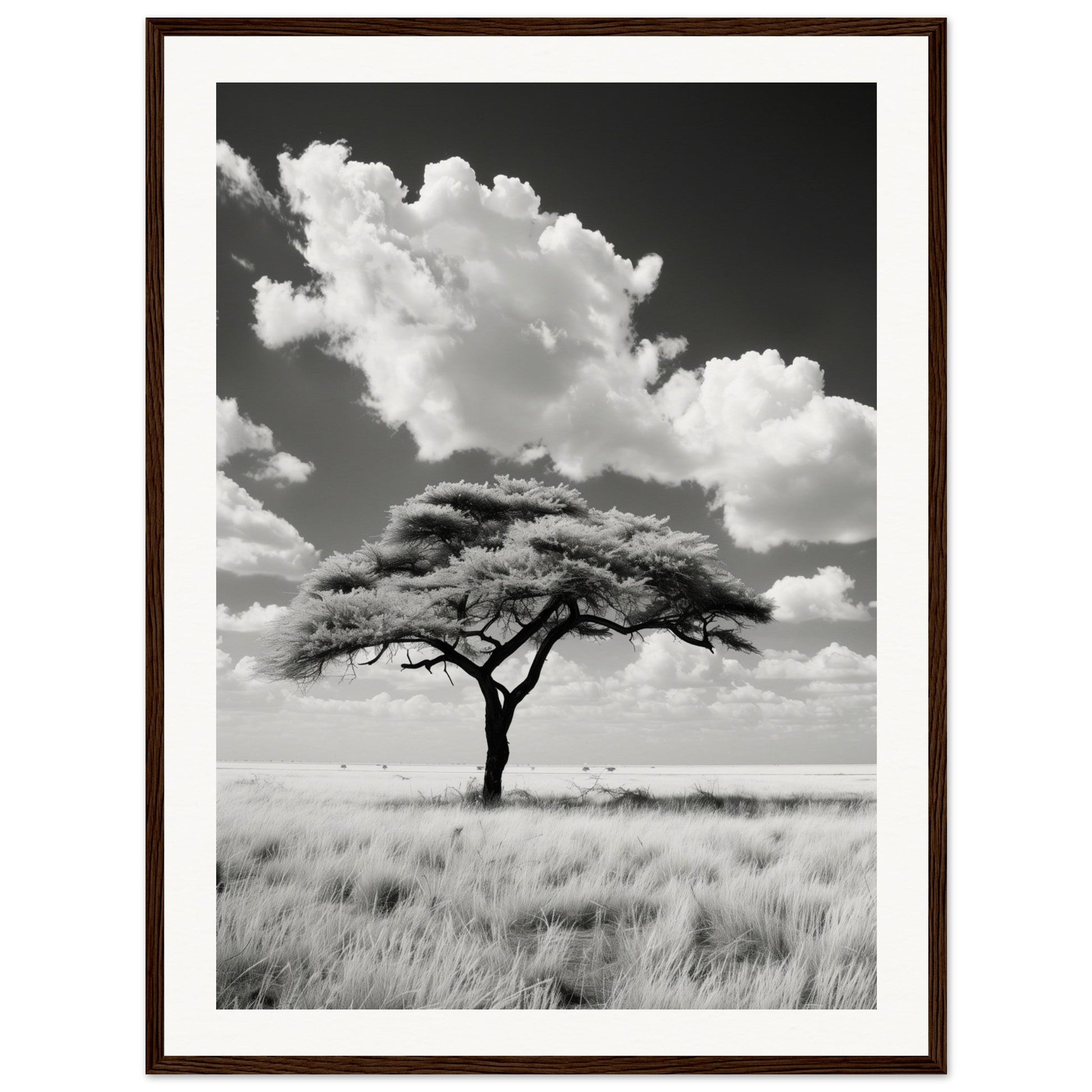 Poster Afrique Noir et Blanc ( 60x80-cm-Bois-foncé)