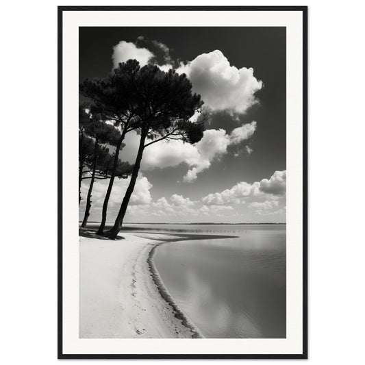 Poster Ancien Arcachon en Noir et Blanc ( 70x100-cm-Bois-noir)