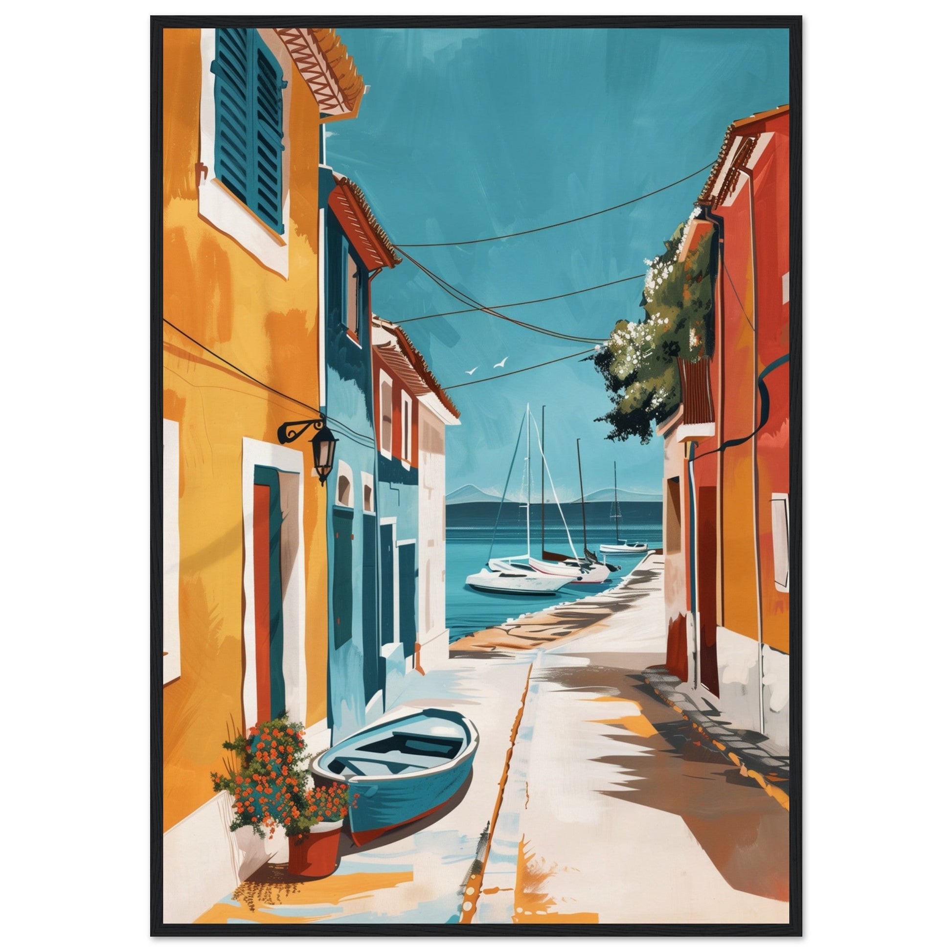 Poster Ancien Arcachon ( 70x100-cm-Bois-noir)