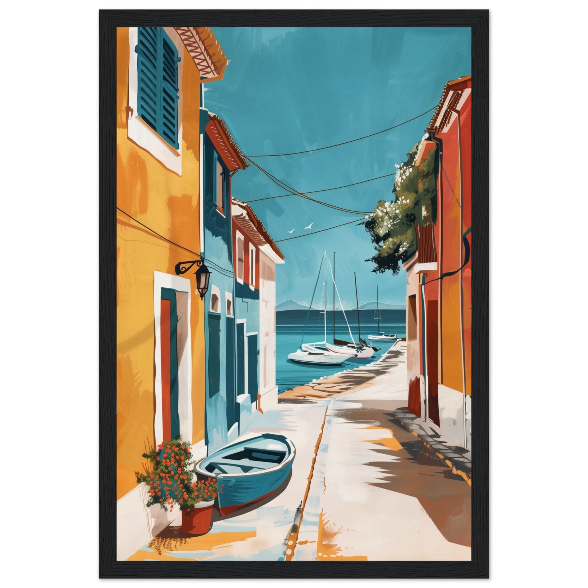 Poster Ancien Arcachon ( 30x45-cm-Bois-noir)