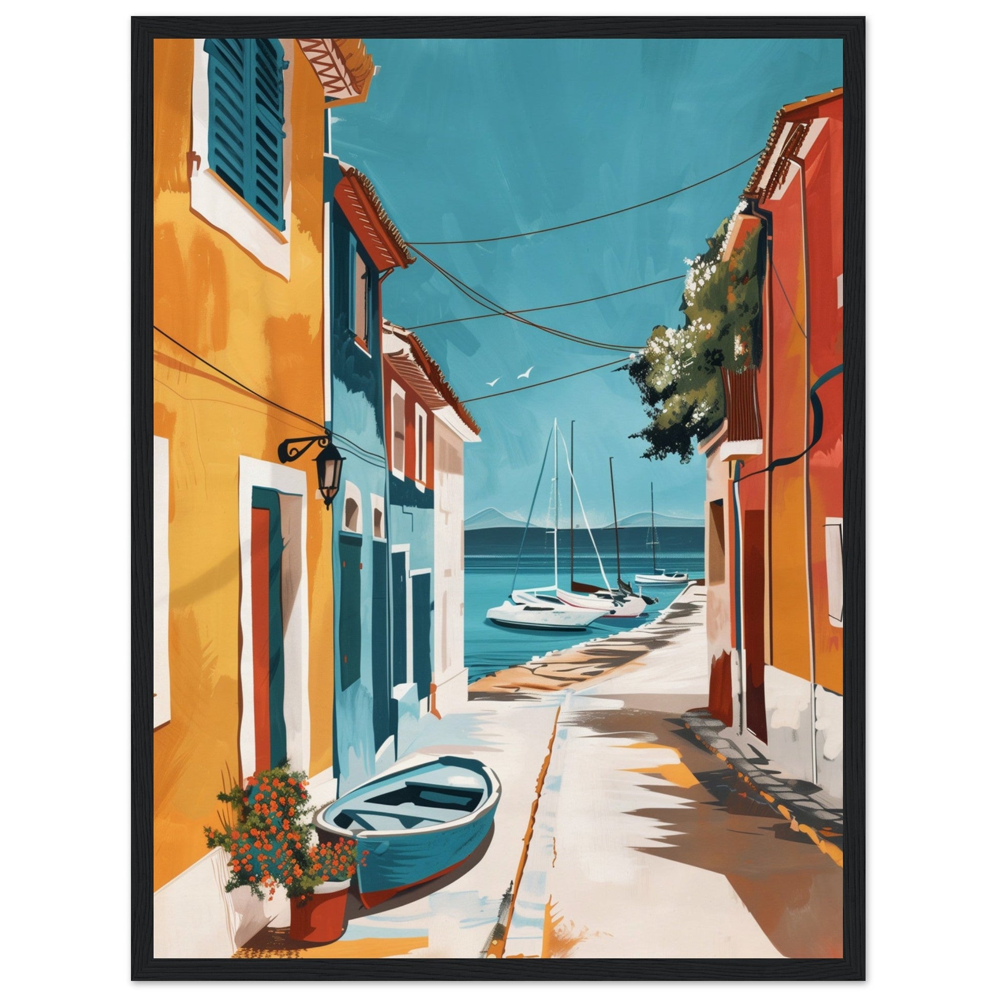 Poster Ancien Arcachon ( 45x60-cm-Bois-noir)