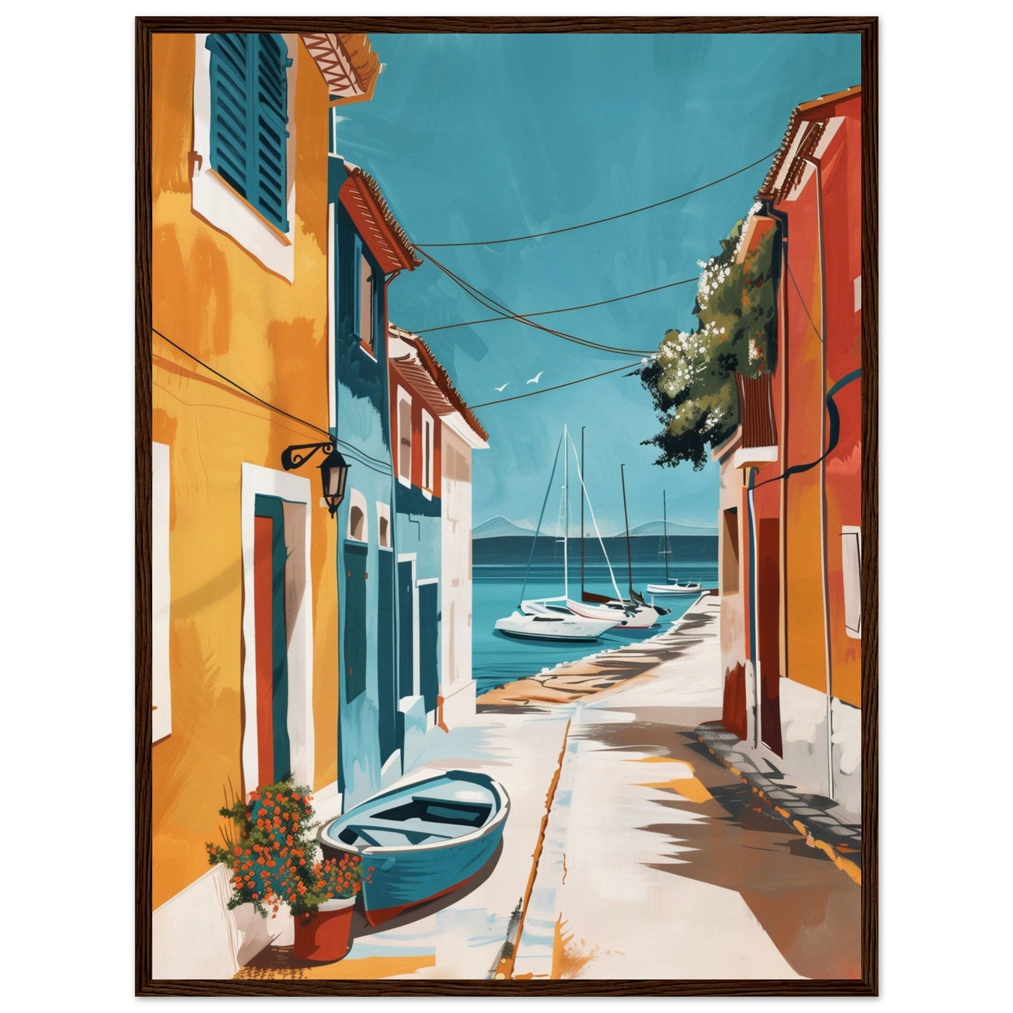 Poster Ancien Arcachon ( 60x80-cm-Bois-foncé)