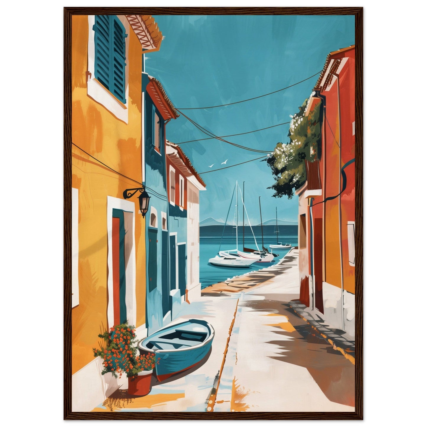 Poster Ancien Arcachon ( 50x70-cm-Bois-foncé)