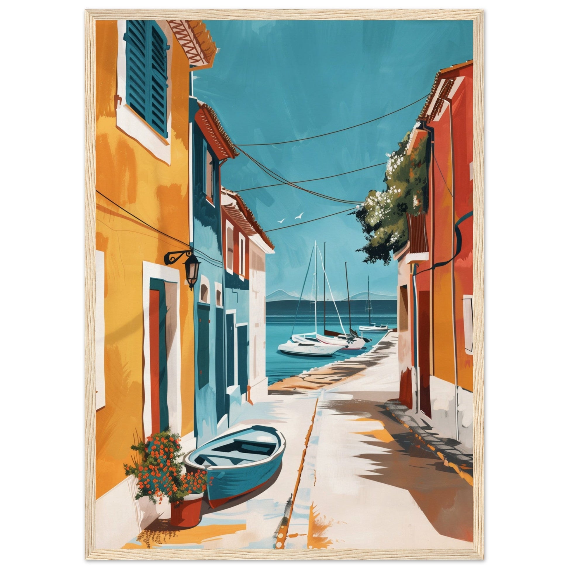 Poster Ancien Arcachon ( 50x70-cm-Bois-clair)