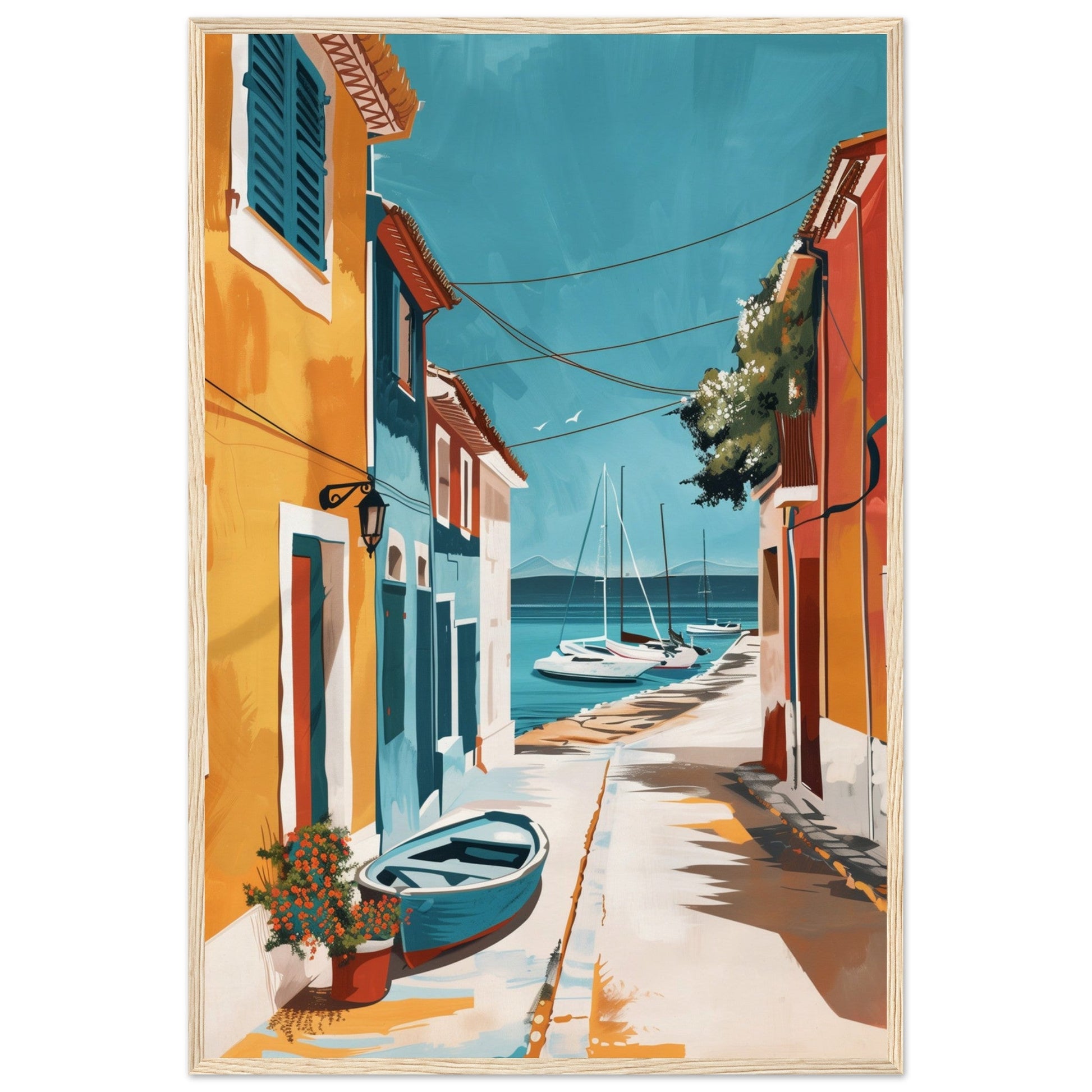 Poster Ancien Arcachon ( 60x90-cm-Bois-clair)