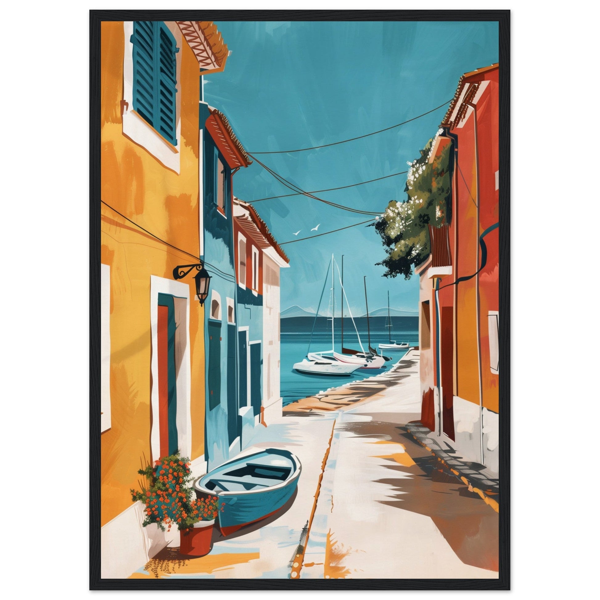 Poster Ancien Arcachon ( 50x70-cm-Bois-noir)