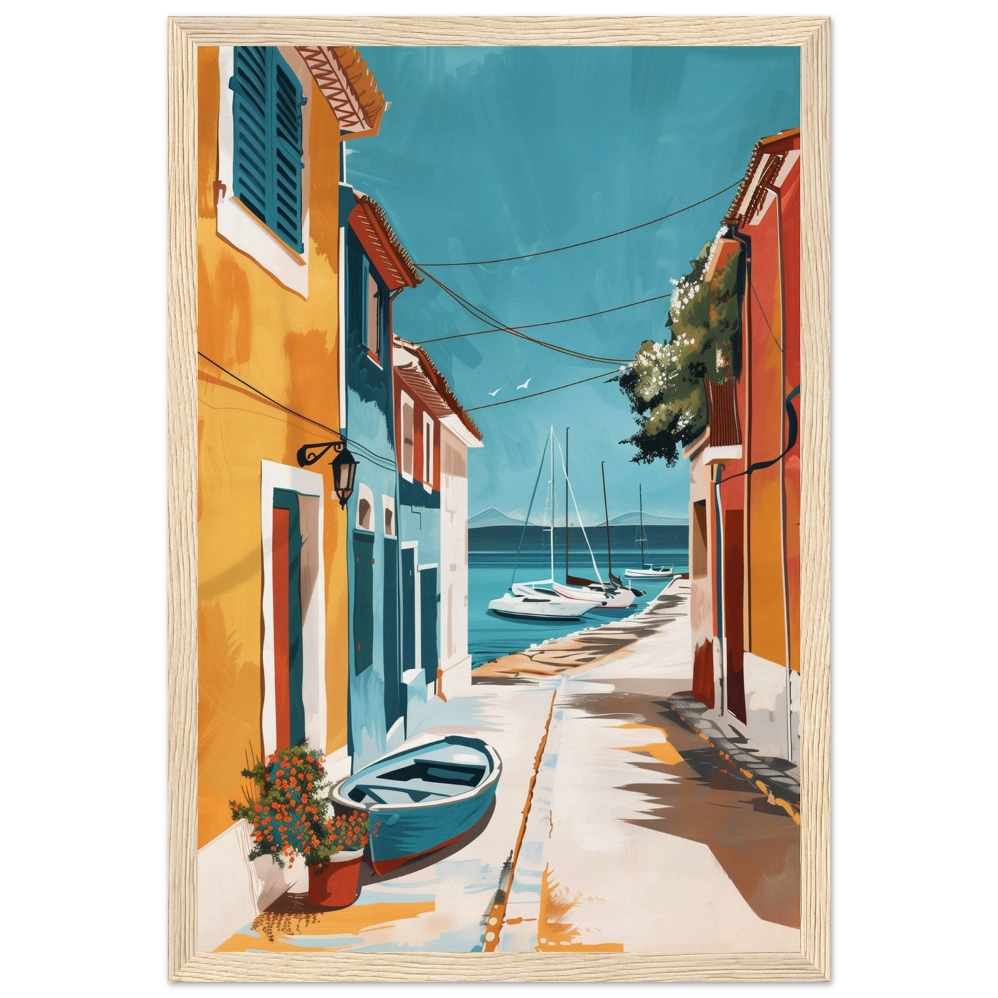 Poster Ancien Arcachon ( 30x45-cm-Bois-clair)