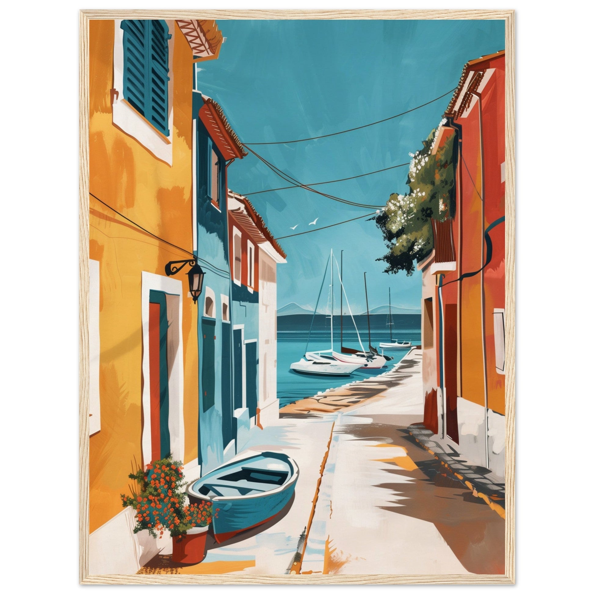 Poster Ancien Arcachon ( 60x80-cm-Bois-clair)