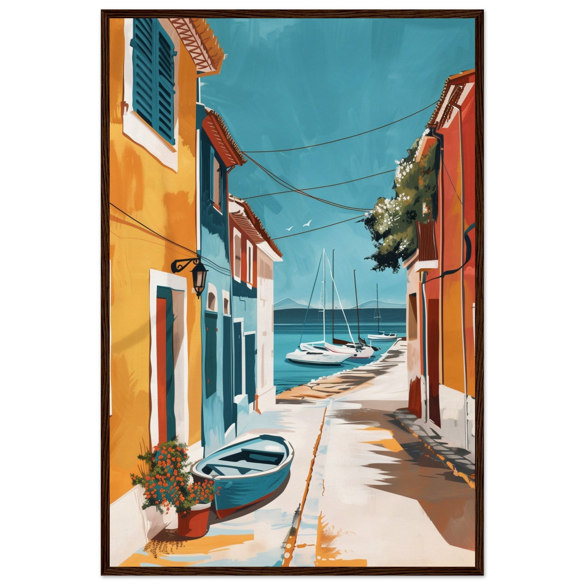 Poster Ancien Arcachon ( 60x90-cm-Bois-foncé)