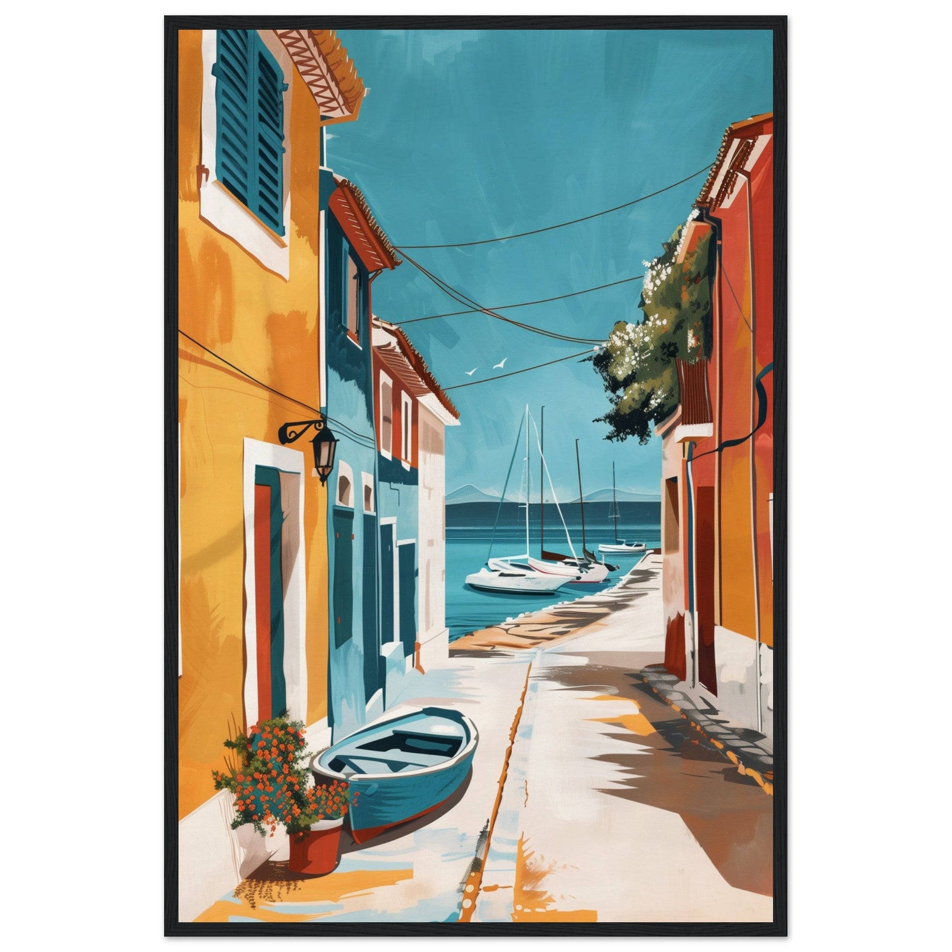 Poster Ancien Arcachon ( 60x90-cm-Bois-noir)