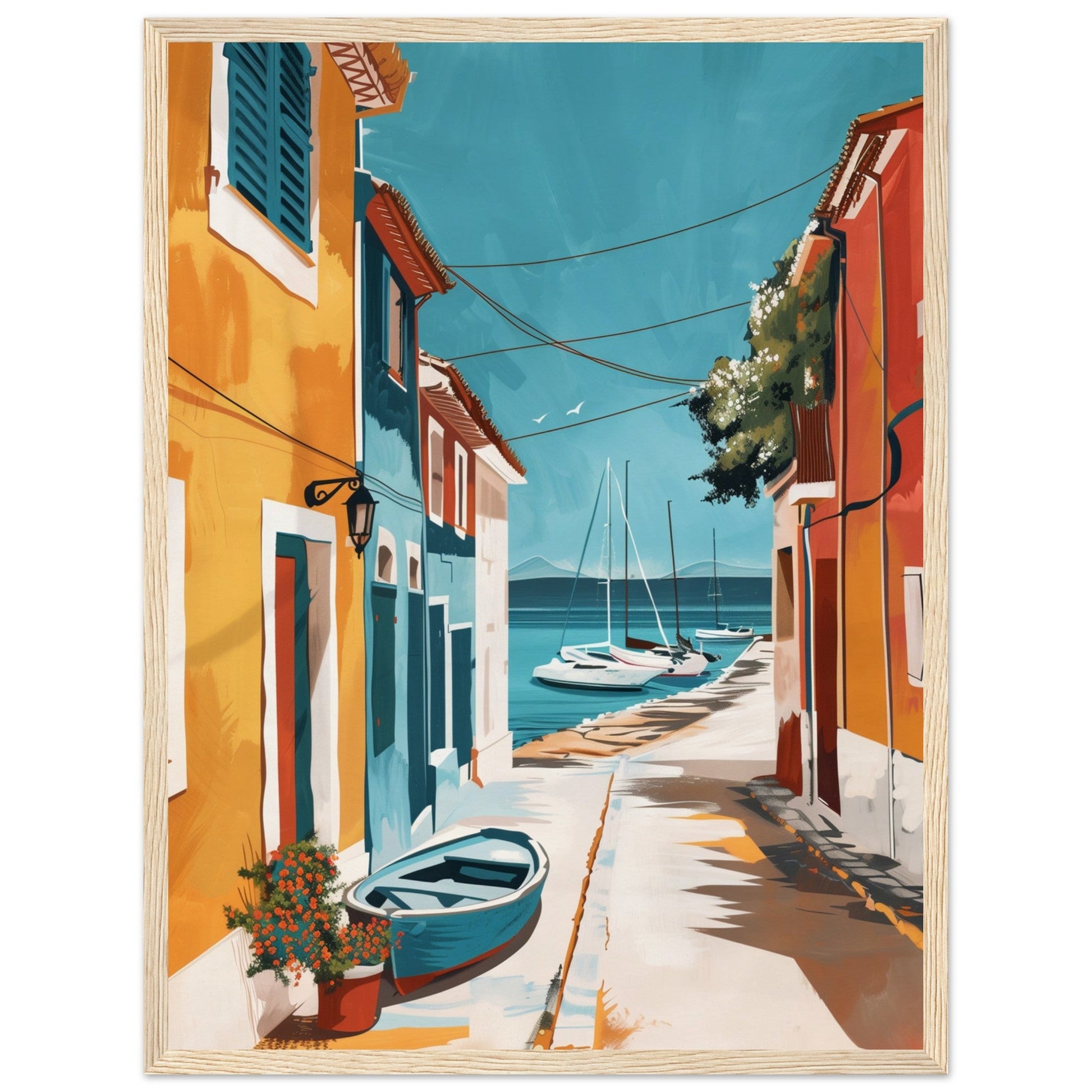 Poster Ancien Arcachon ( 45x60-cm-Bois-clair)