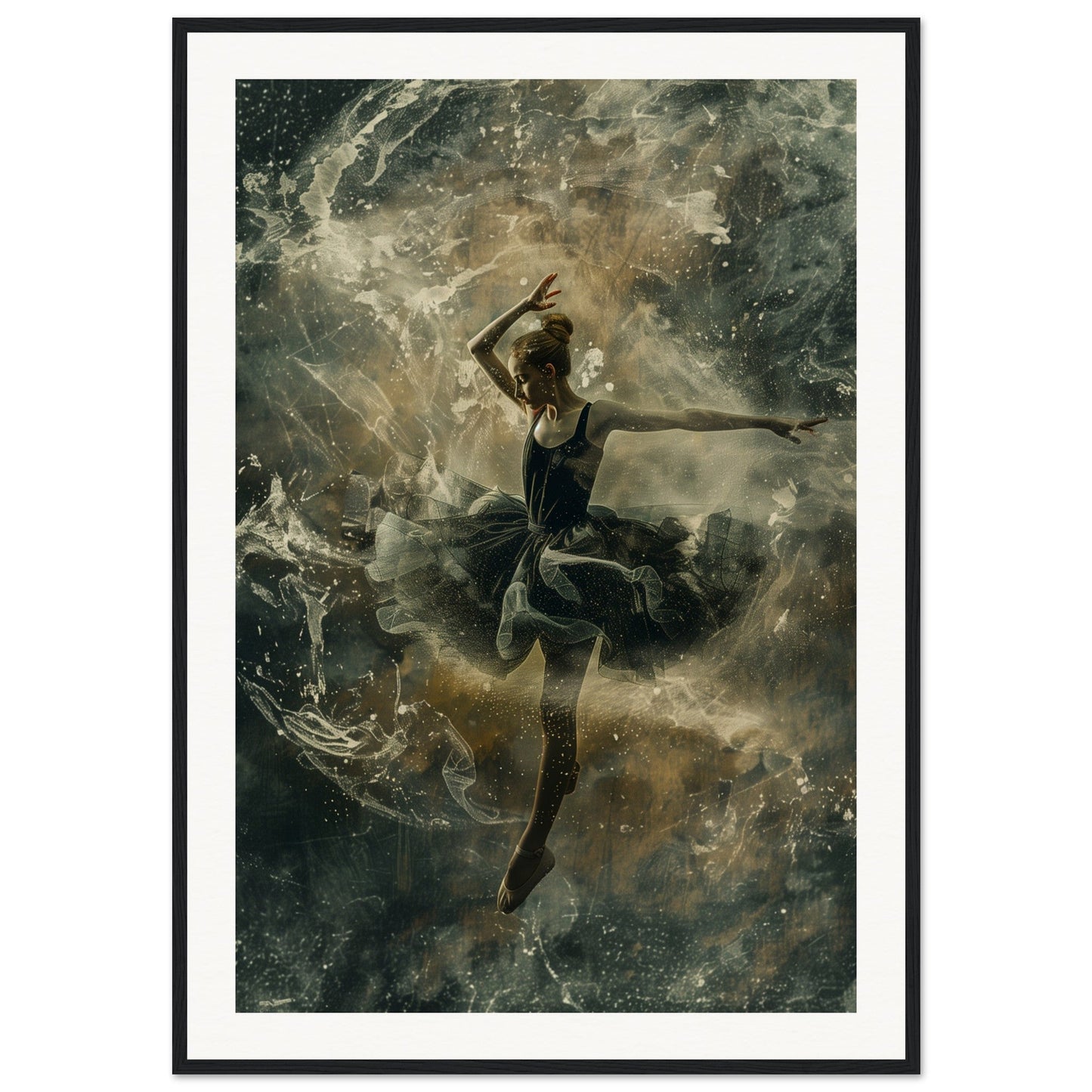 Poster Ancien Danseuse ( 70x100-cm-Bois-noir)