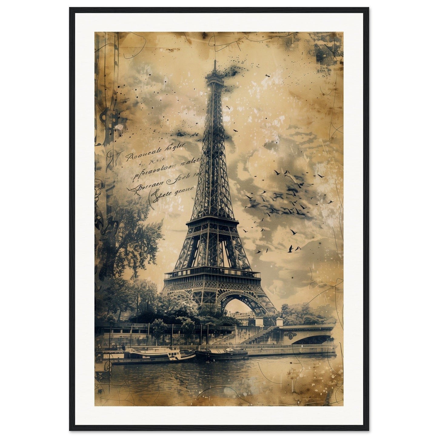 Poster Ancien France ( 70x100-cm-Bois-noir)