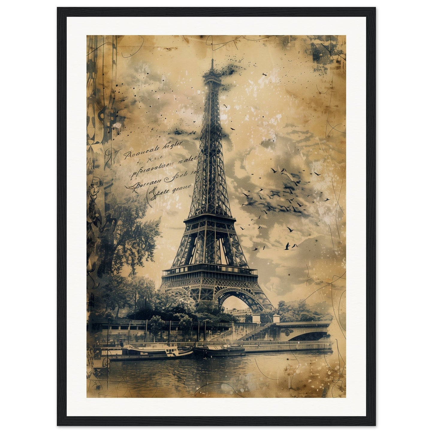 Poster Ancien France ( 45x60-cm-Bois-noir)