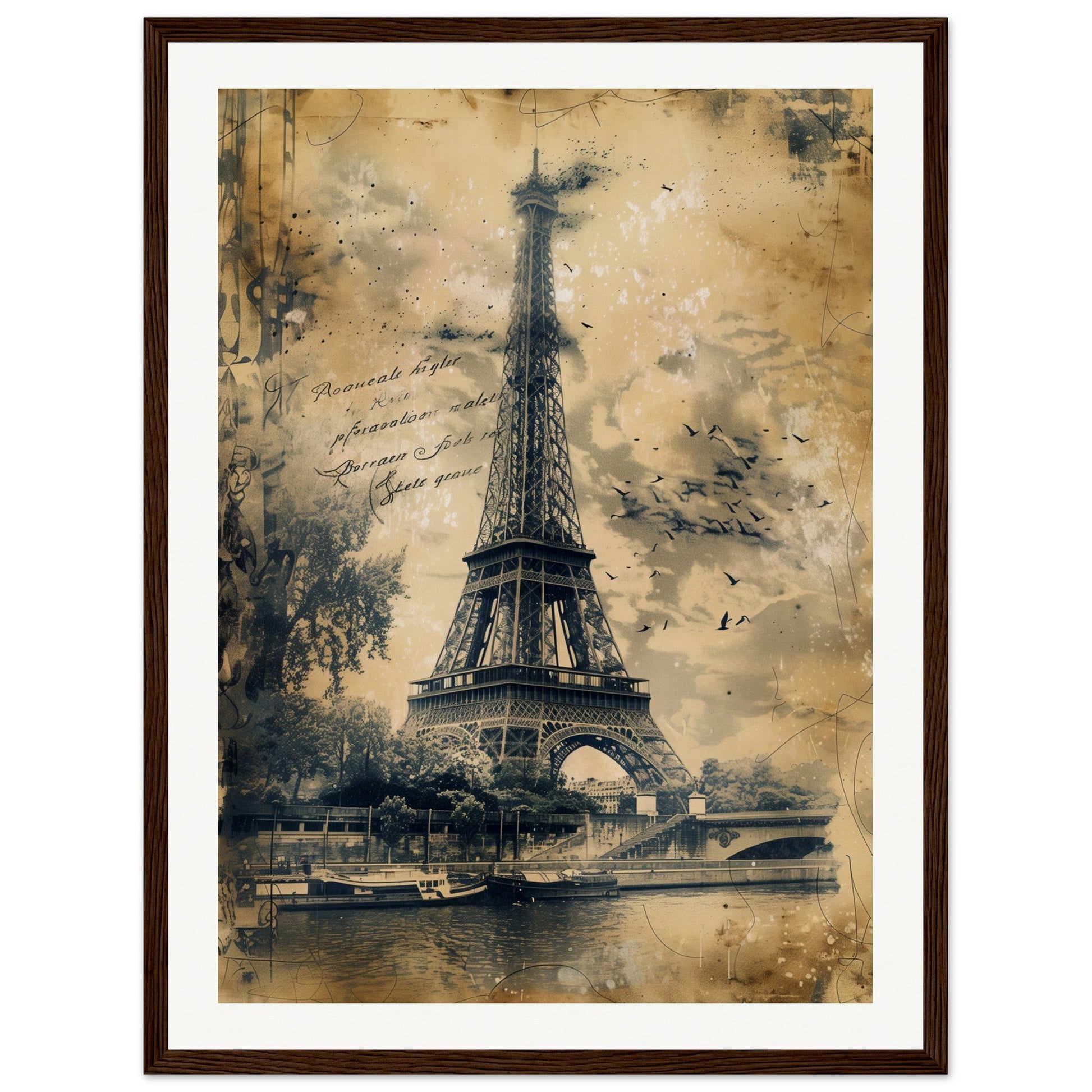 Poster Ancien France ( 45x60-cm-Bois-foncé)