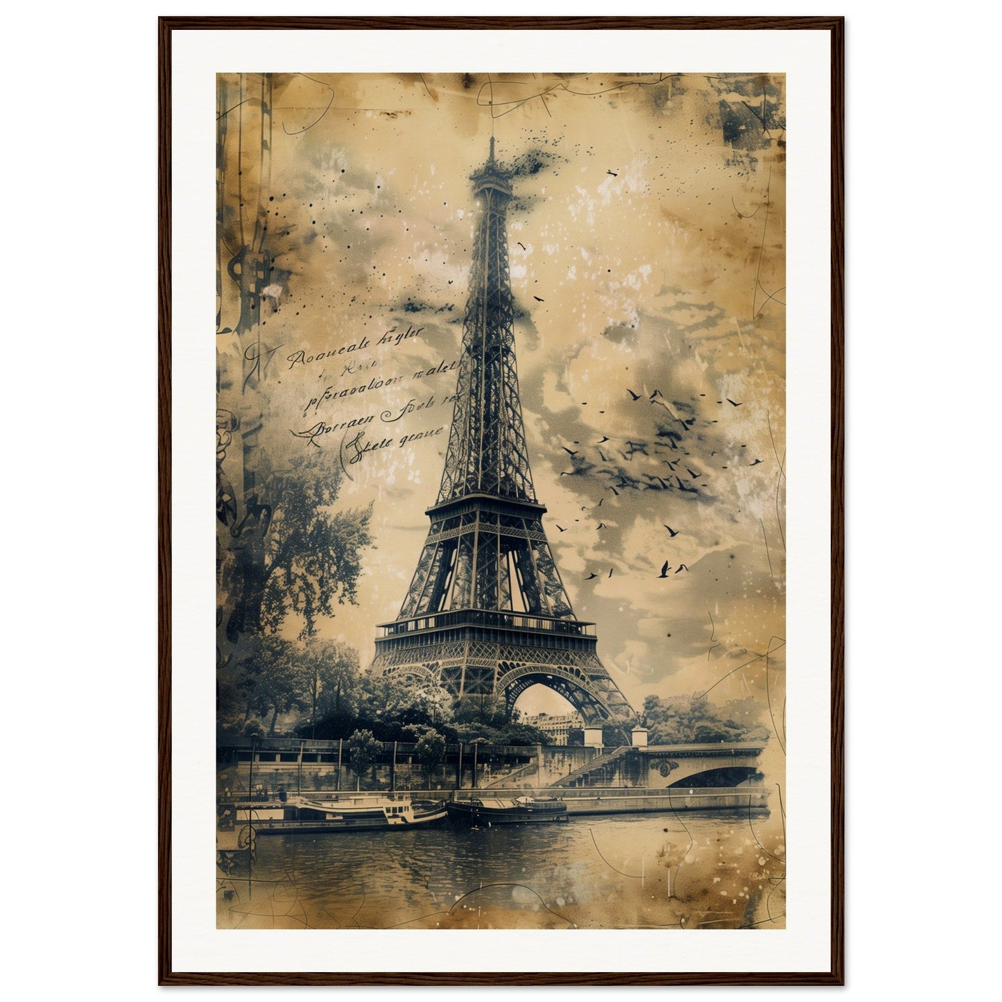 Poster Ancien France ( 70x100-cm-Bois-foncé)