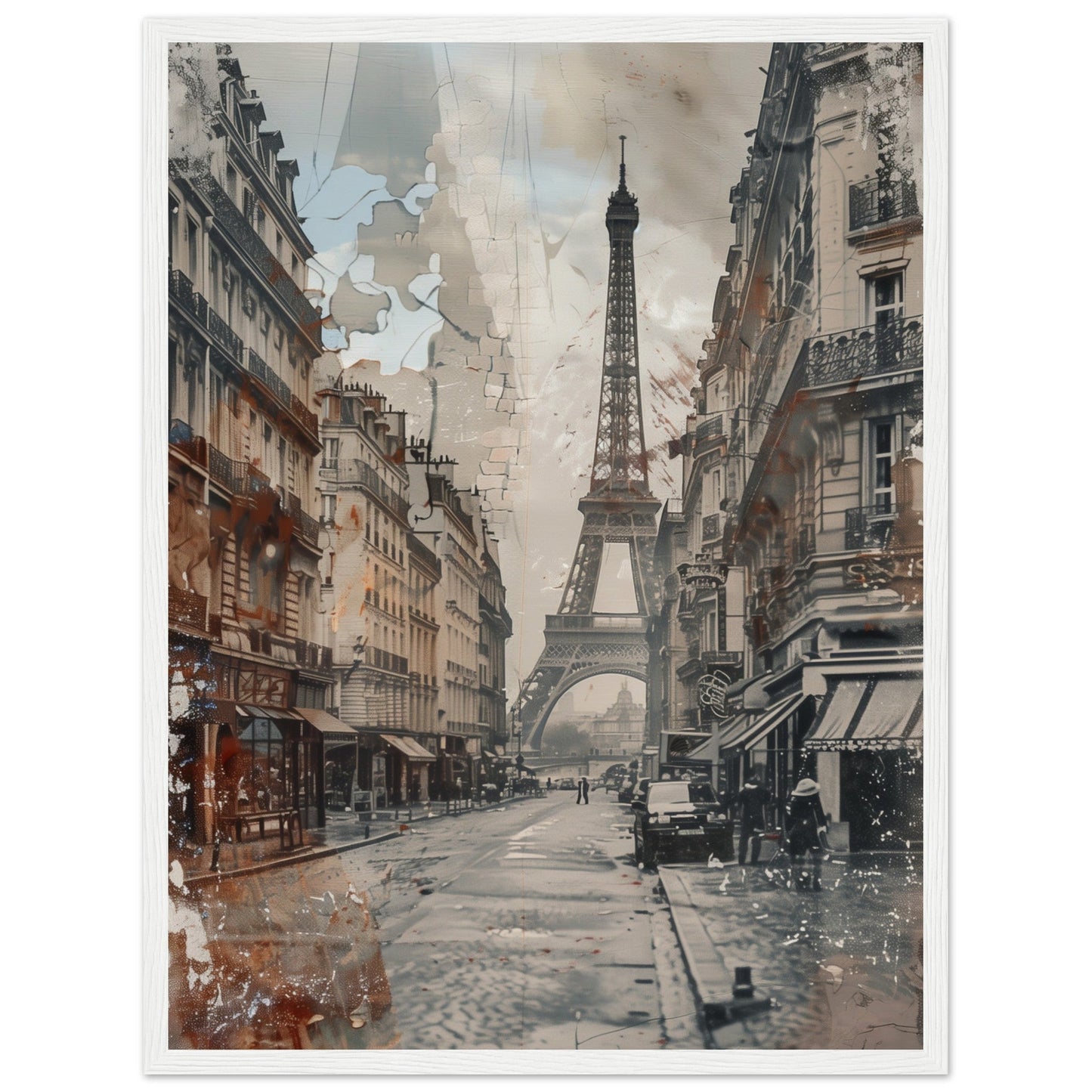 Poster Ancien Paris ( 45x60-cm-Bois-blanc)