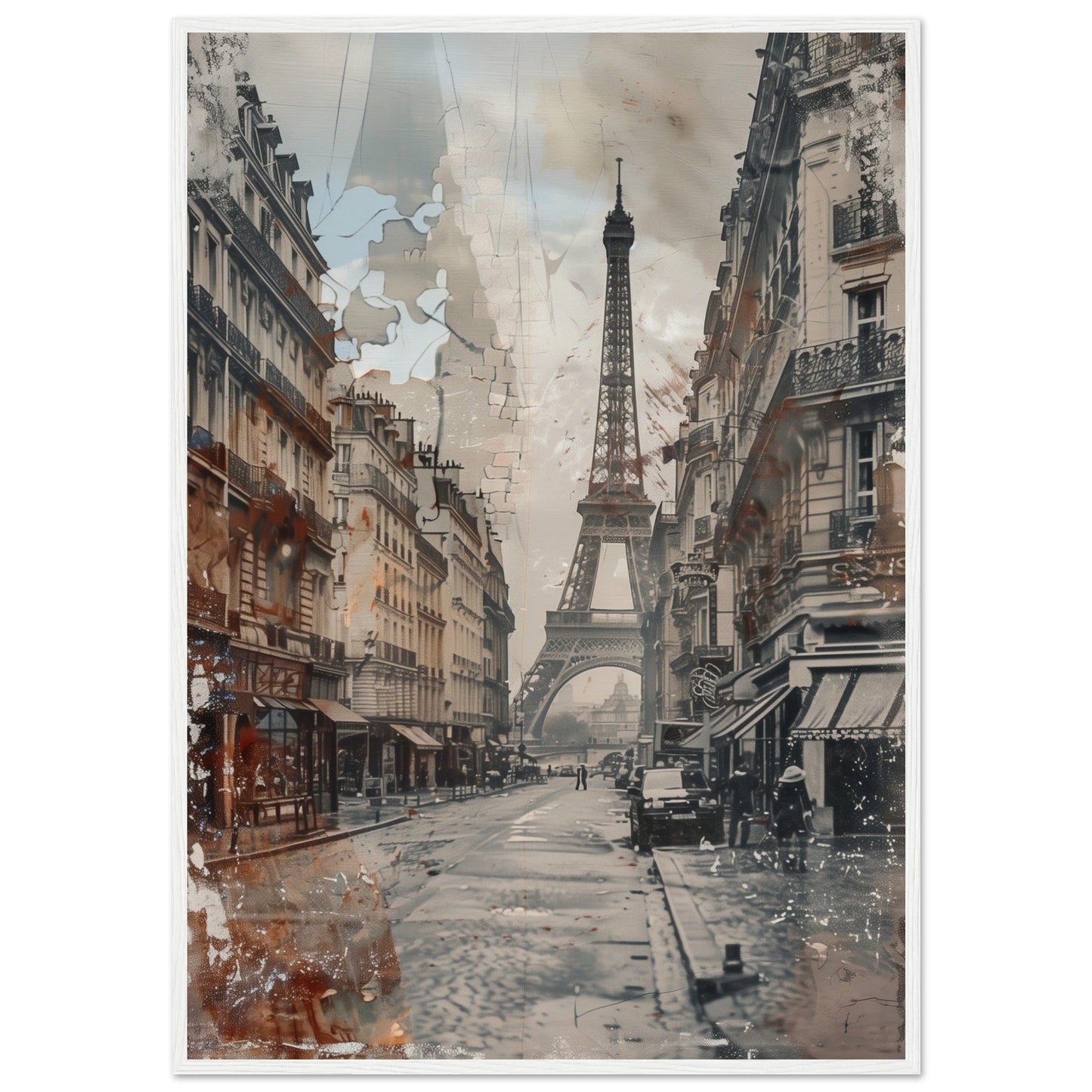 Poster Ancien Paris ( 70x100-cm-Bois-blanc)