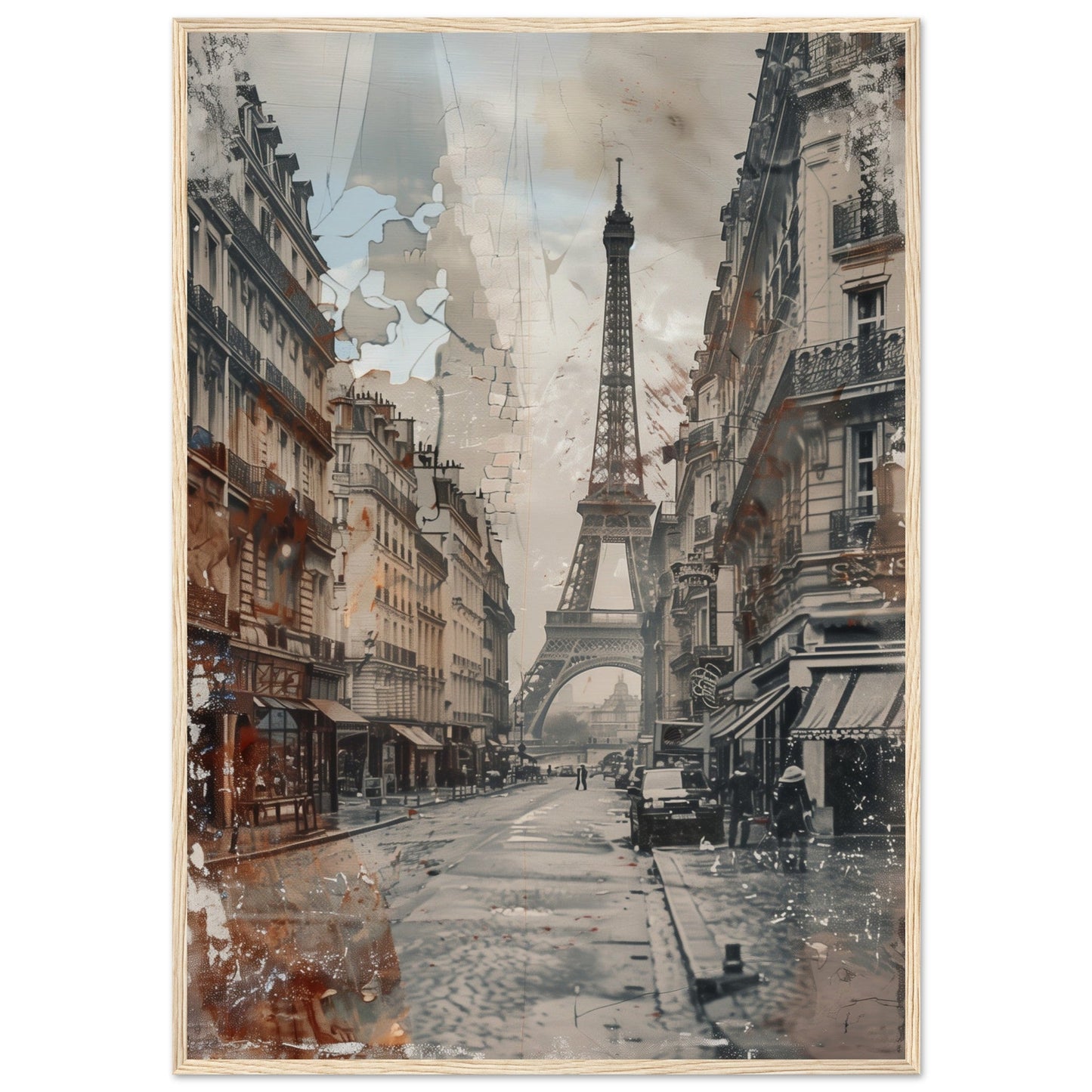 Poster Ancien Paris ( 70x100-cm-Bois-clair)