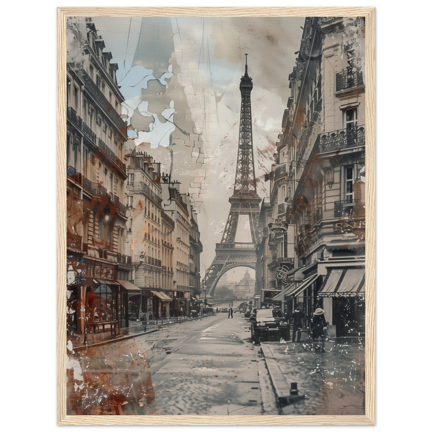 Poster Ancien Paris ( 45x60-cm-Bois-clair)