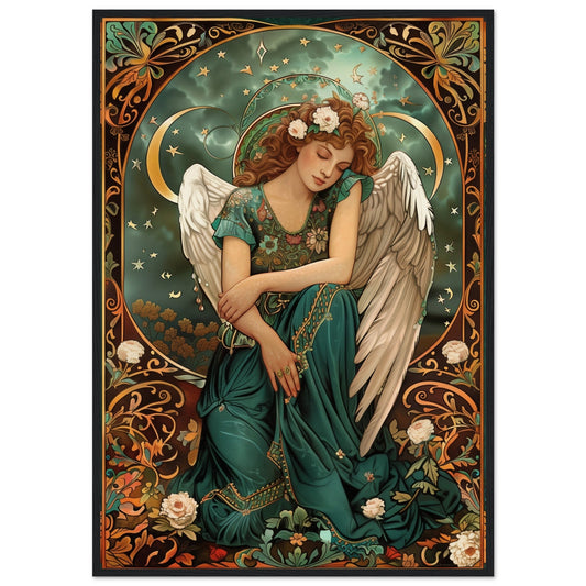 Poster Ange Art Nouveau ( 70x100-cm-Bois-noir)