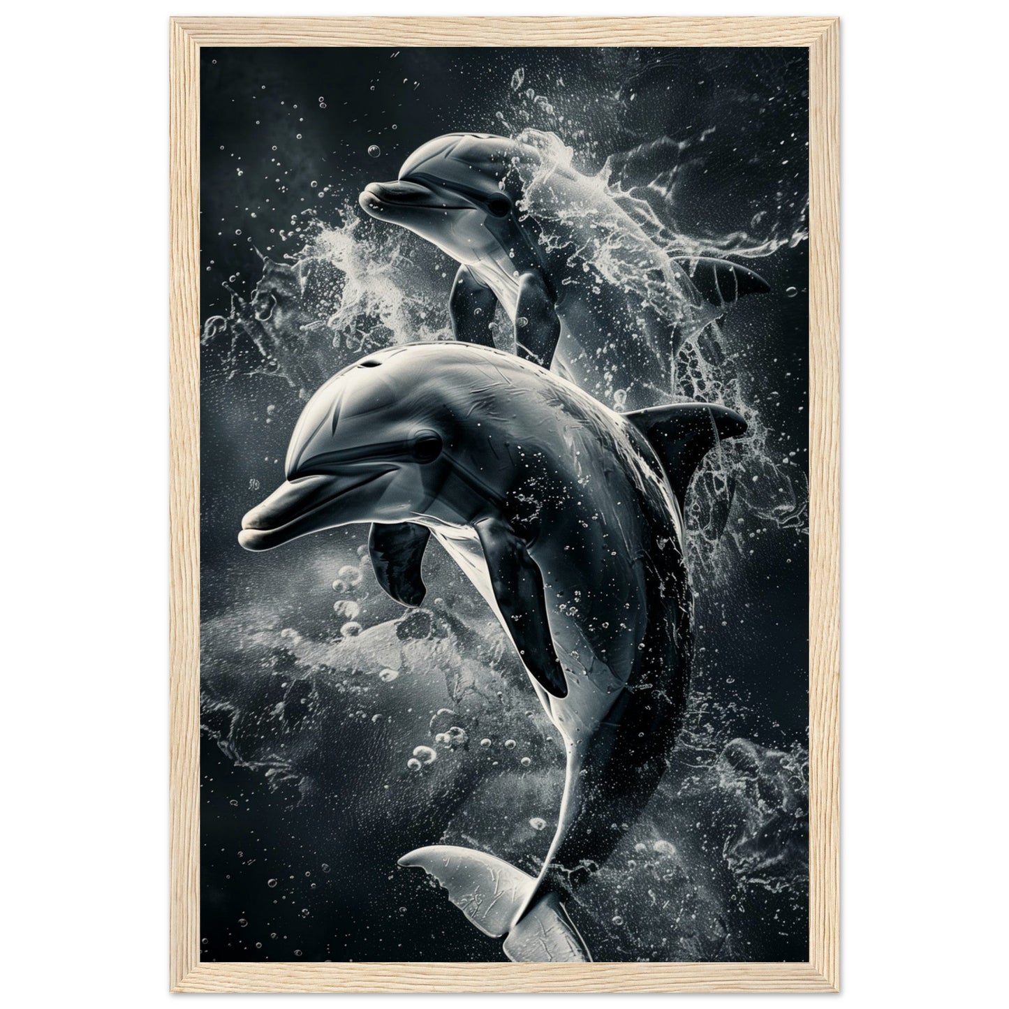 Poster Animaux Dauphin ( 30x45-cm-Bois-clair)