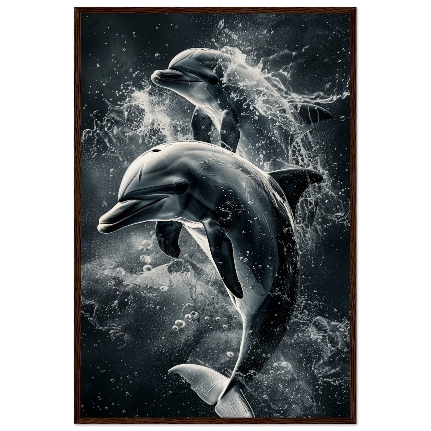 Poster Animaux Dauphin ( 60x90-cm-Bois-foncé)