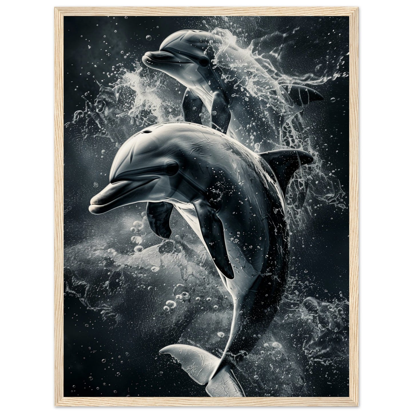 Poster Animaux Dauphin ( 45x60-cm-Bois-clair)