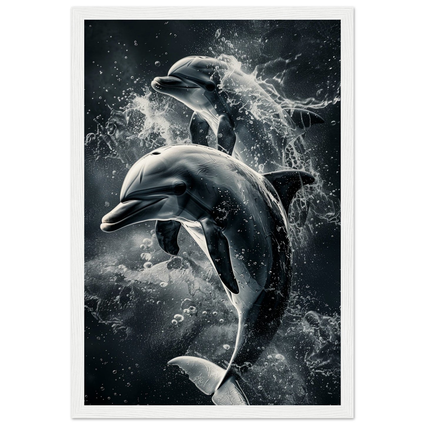 Poster Animaux Dauphin ( 30x45-cm-Bois-blanc)